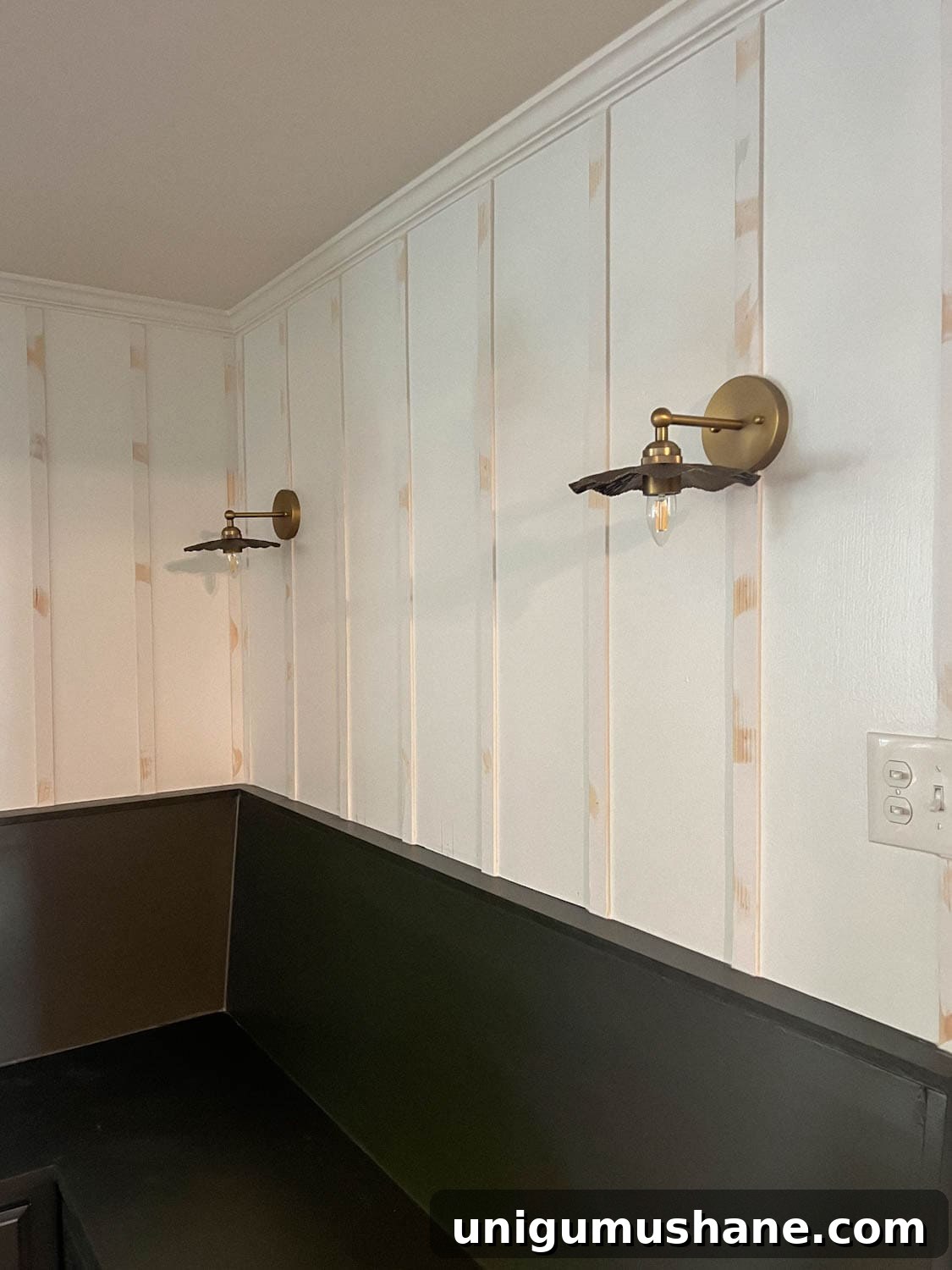 batten wall after caulking, wood filling, and sanding smooth before painting