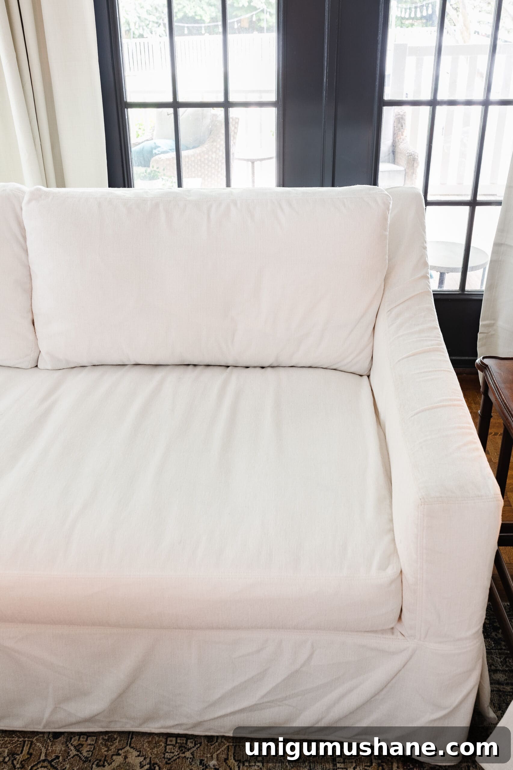 clean couch with white slipcover