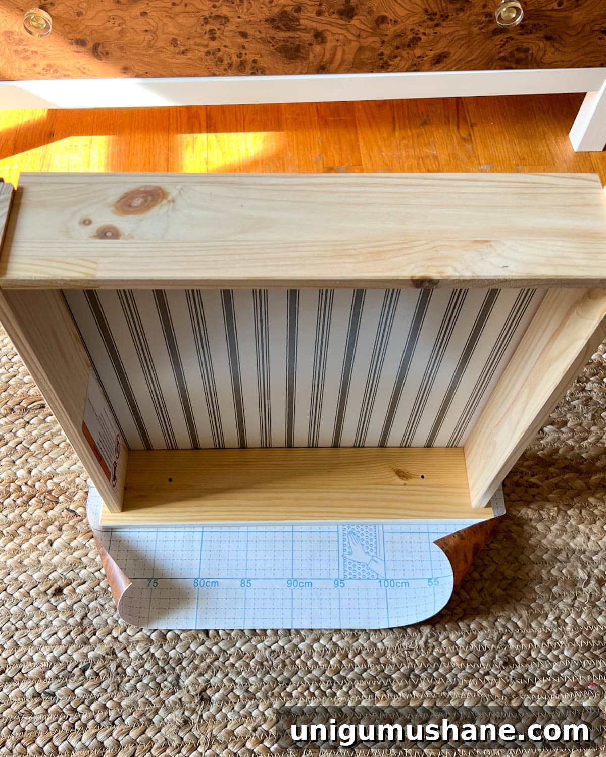 Transform an IKEA Dresser with Burl Wood Contact Paper 5 contact paper positioning for a dresser drawer front