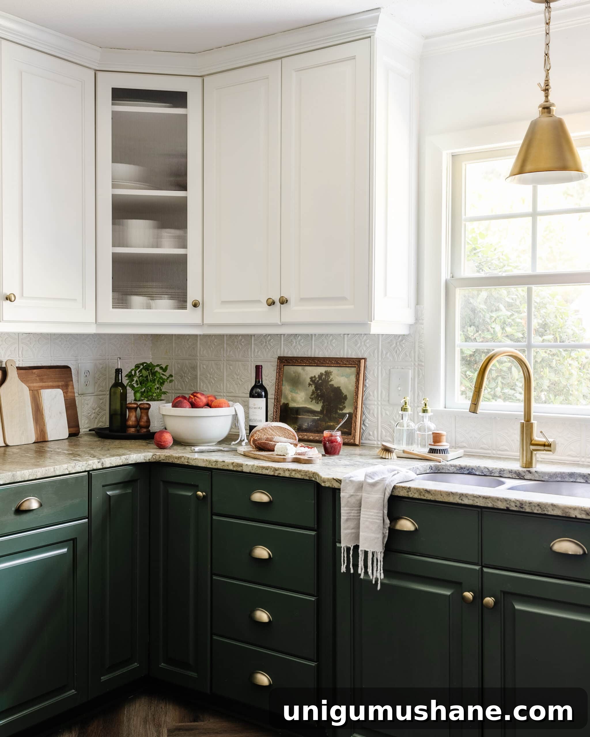 16 Natural Home Fragrance Hacks for a Fresh Smelling House 24 cleaned kitchen sink and kitchen countertop decor with white and green cabinets