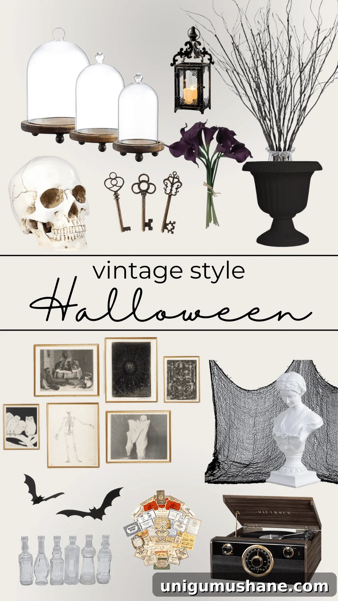 spooky elegant decor using vintage style finds