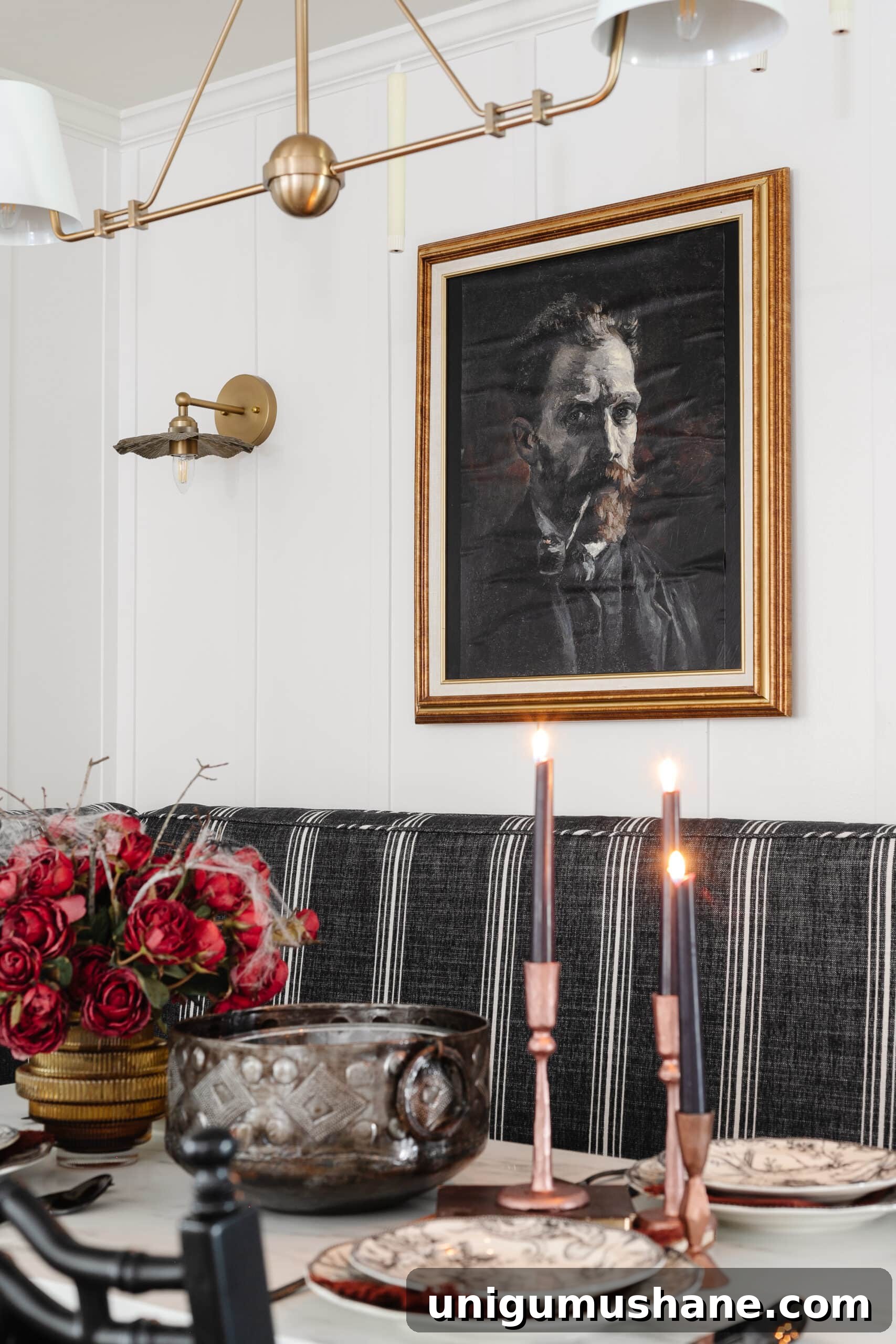 Murder Mystery Party Table Decor Ideas for Halloween 12 DIY creepy art portrait for Halloween party wall decor