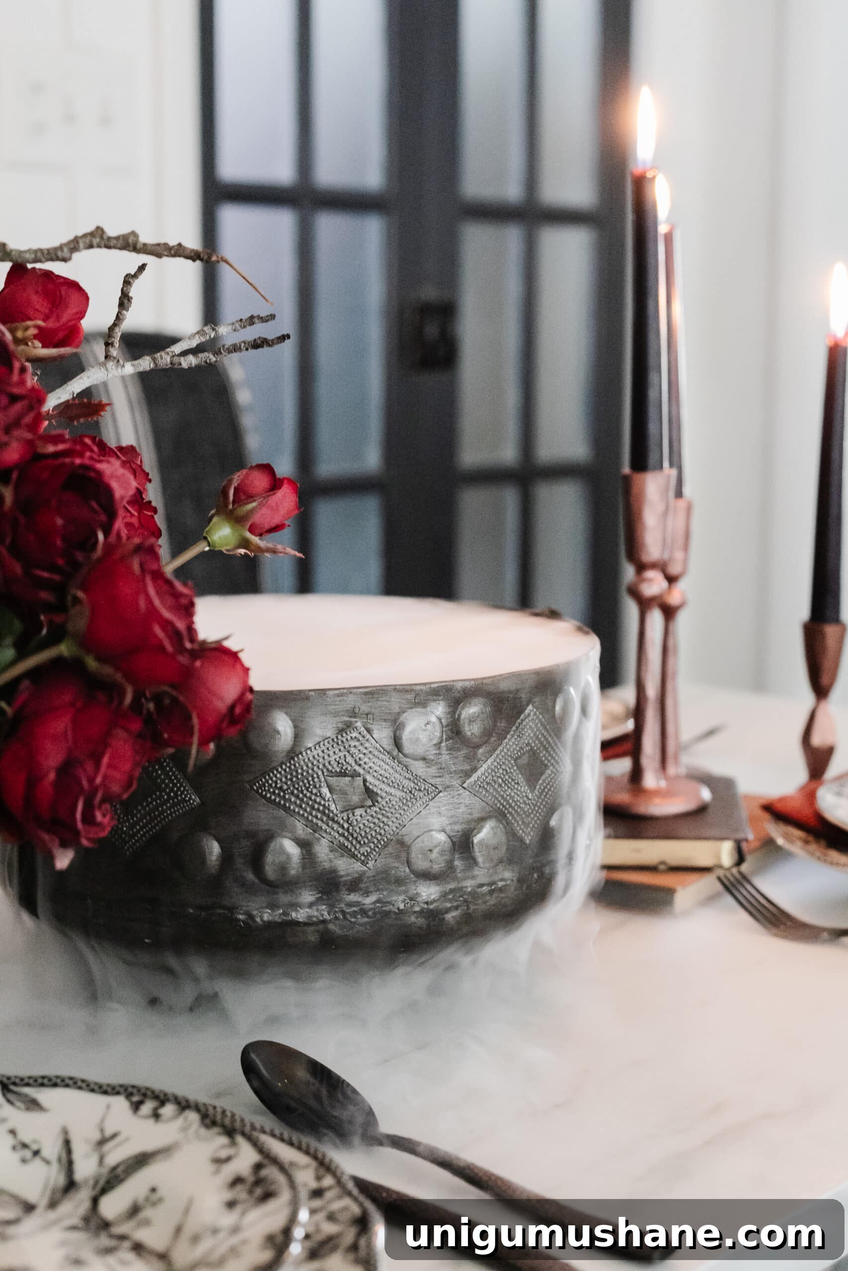Murder Mystery Party Table Decor Ideas for Halloween 8 murder mystery dinner party simple Halloween centerpiece using a cauldron with dry ice and hot water to make fog