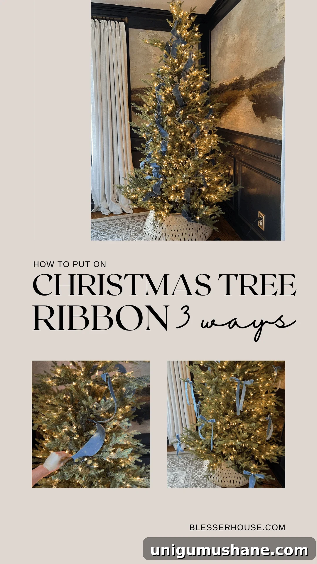 How to Add Ribbon Decorations to Your Christmas Tree 2 how to add ribbon to Christmas trees 3 ways