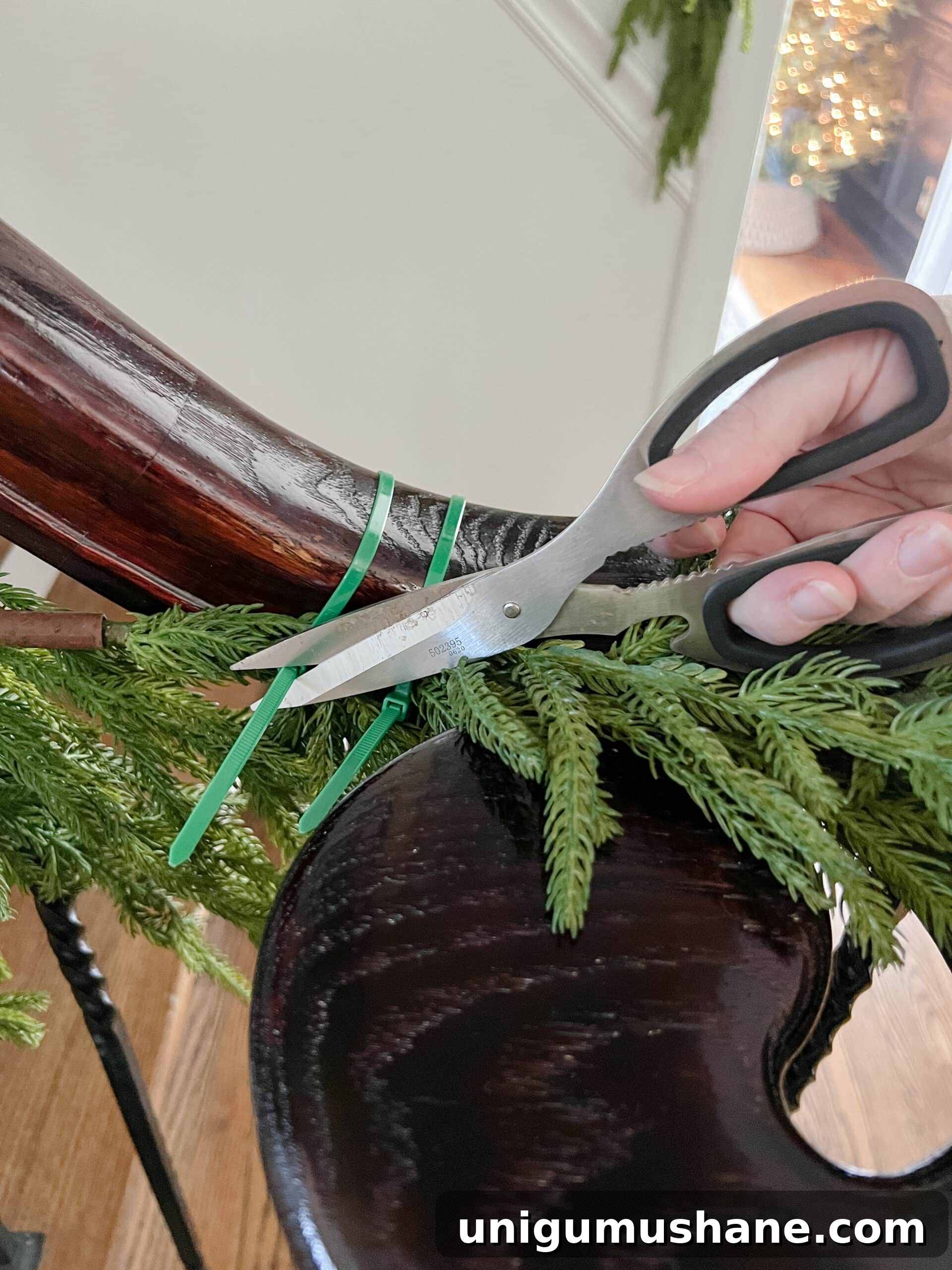 cutting zip ties with scissors