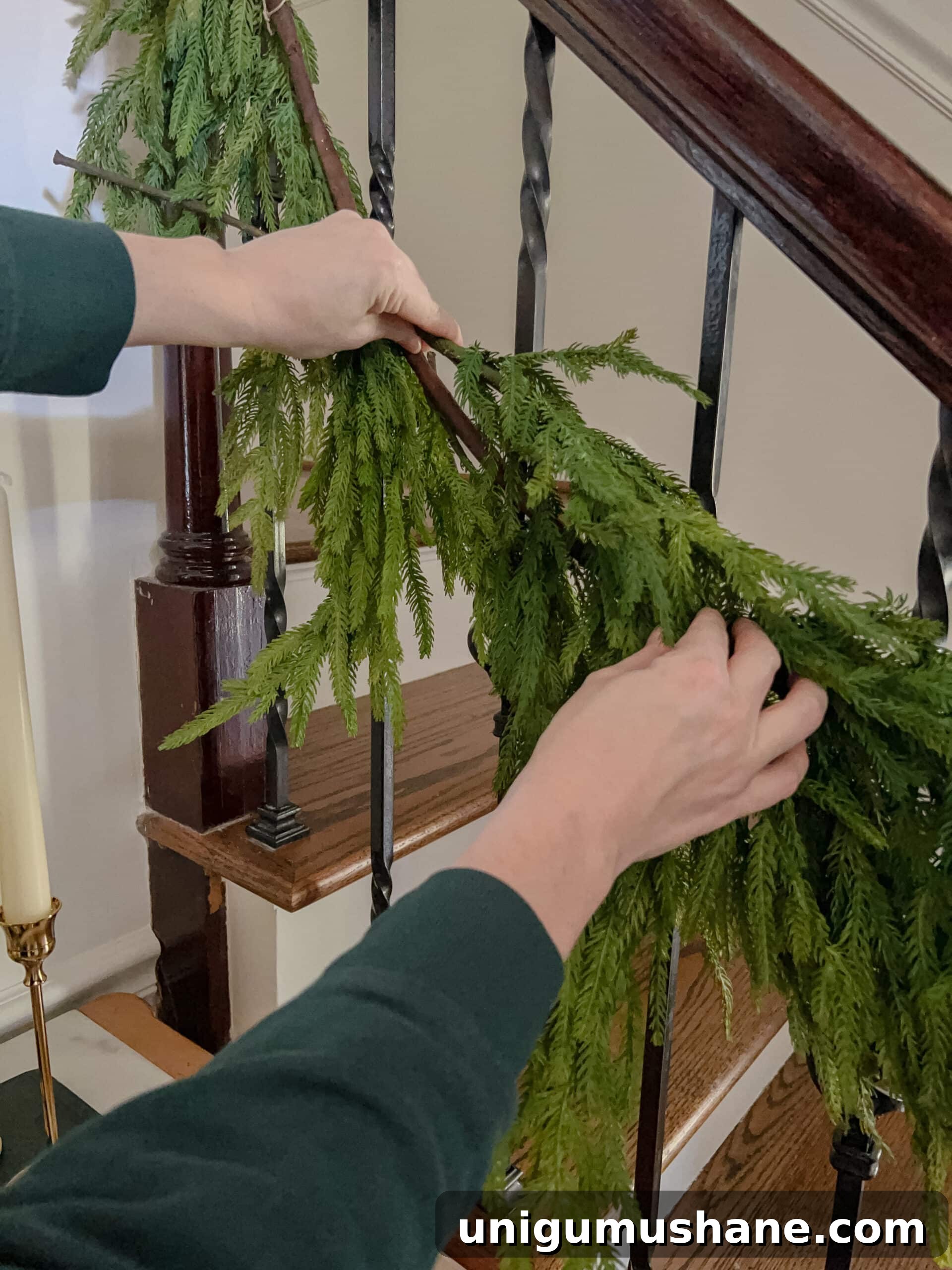 adding stems to garland to make it appear more full