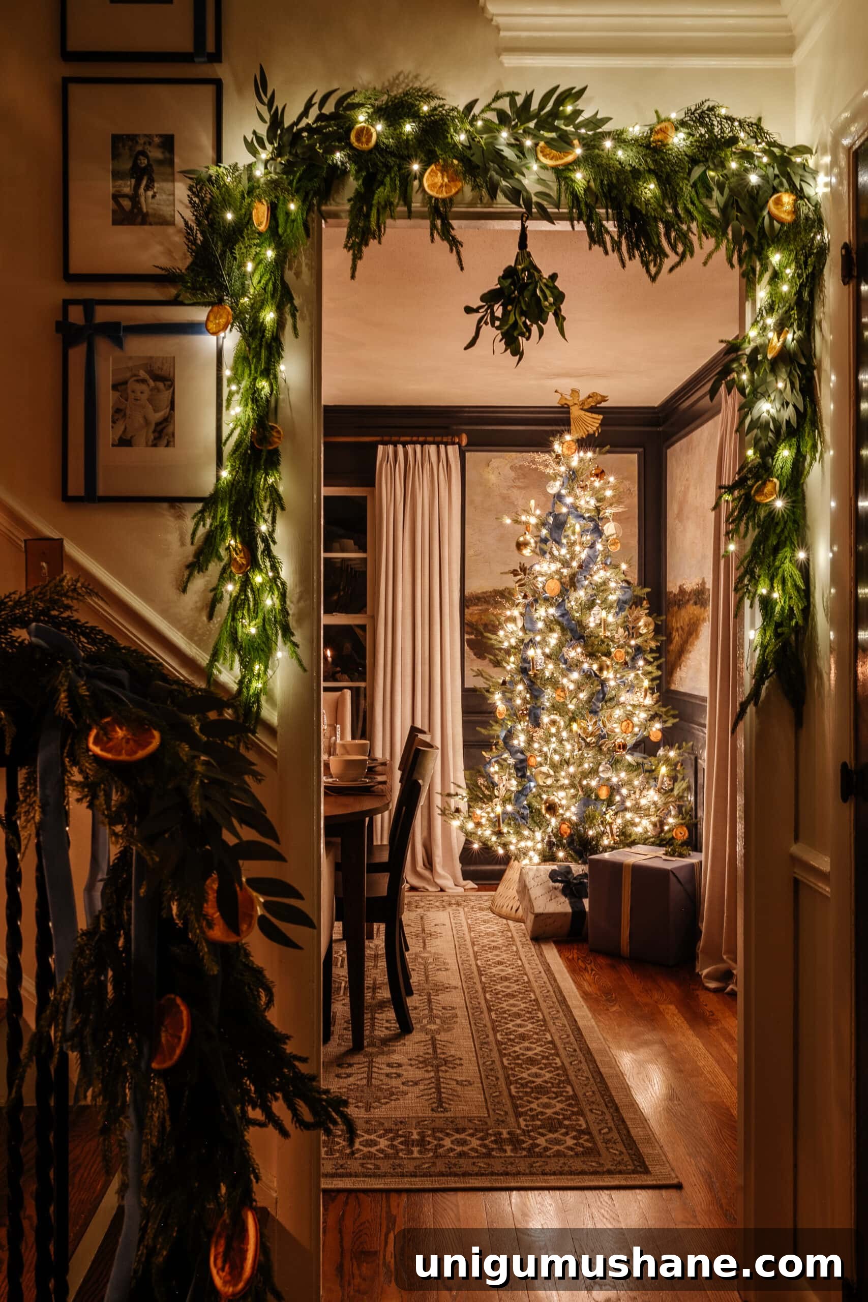 Top Battery-Powered Christmas Lights to Buy on Amazon 6 Christmas garland around doorway mixed with battery operated fairy lights