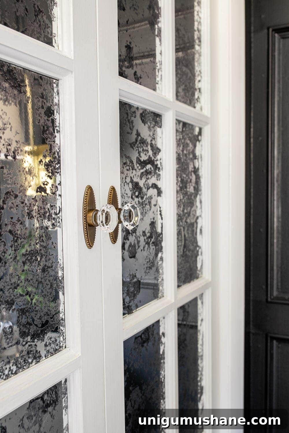 Parisian Chic Home Decor on a Budget 12 antique mirror French door bifold doors using window film