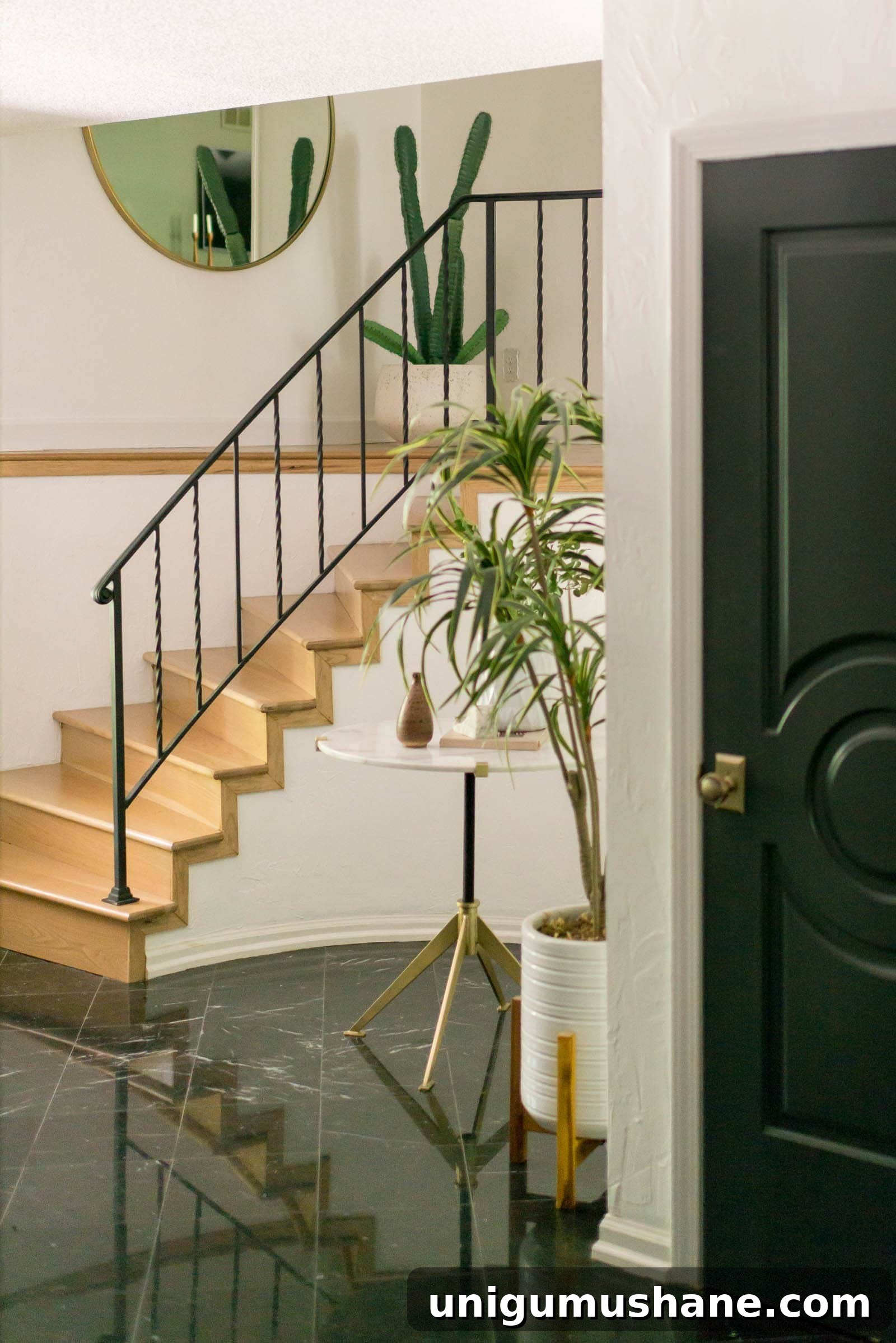 9 Black Stair Railing Ideas to Elevate Your Foyer 13 minimalist wrought iron black staircase