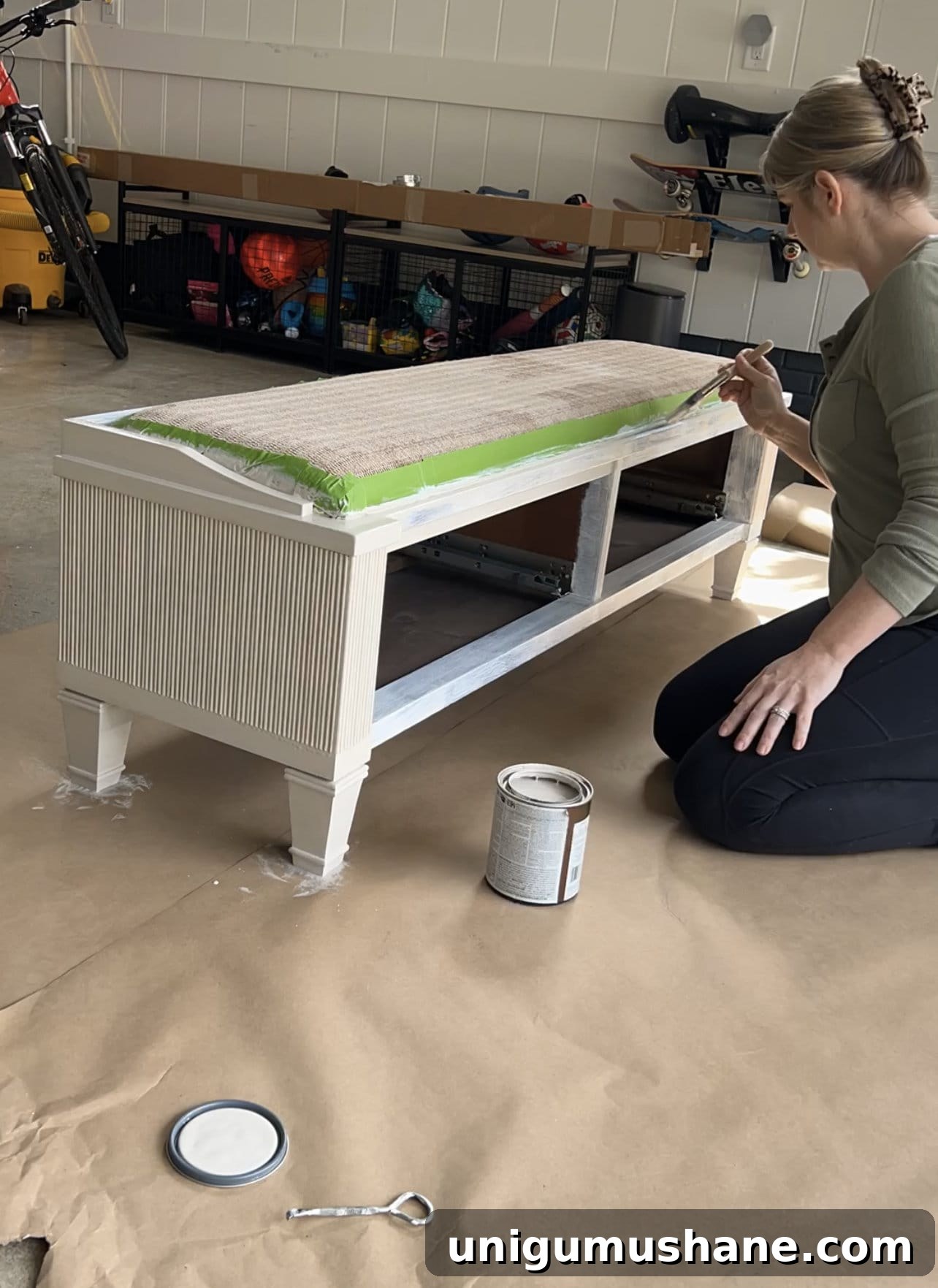 Transform a Shoe Storage Bench with Reeded Trim 16 painting a reeded bench Sherwin Williams Anew Gray