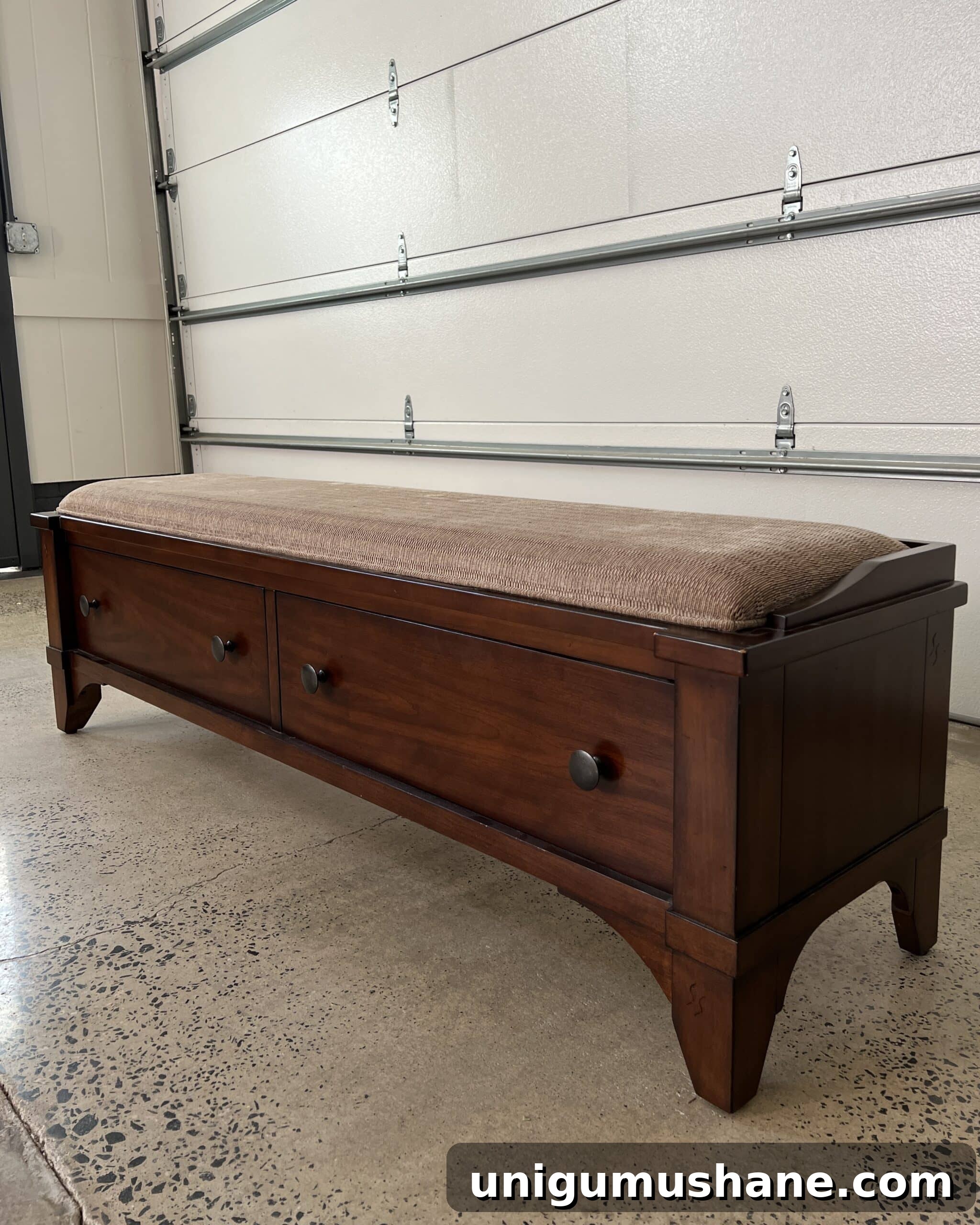 Transform a Shoe Storage Bench with Reeded Trim 3 entryway shoe storage bench before