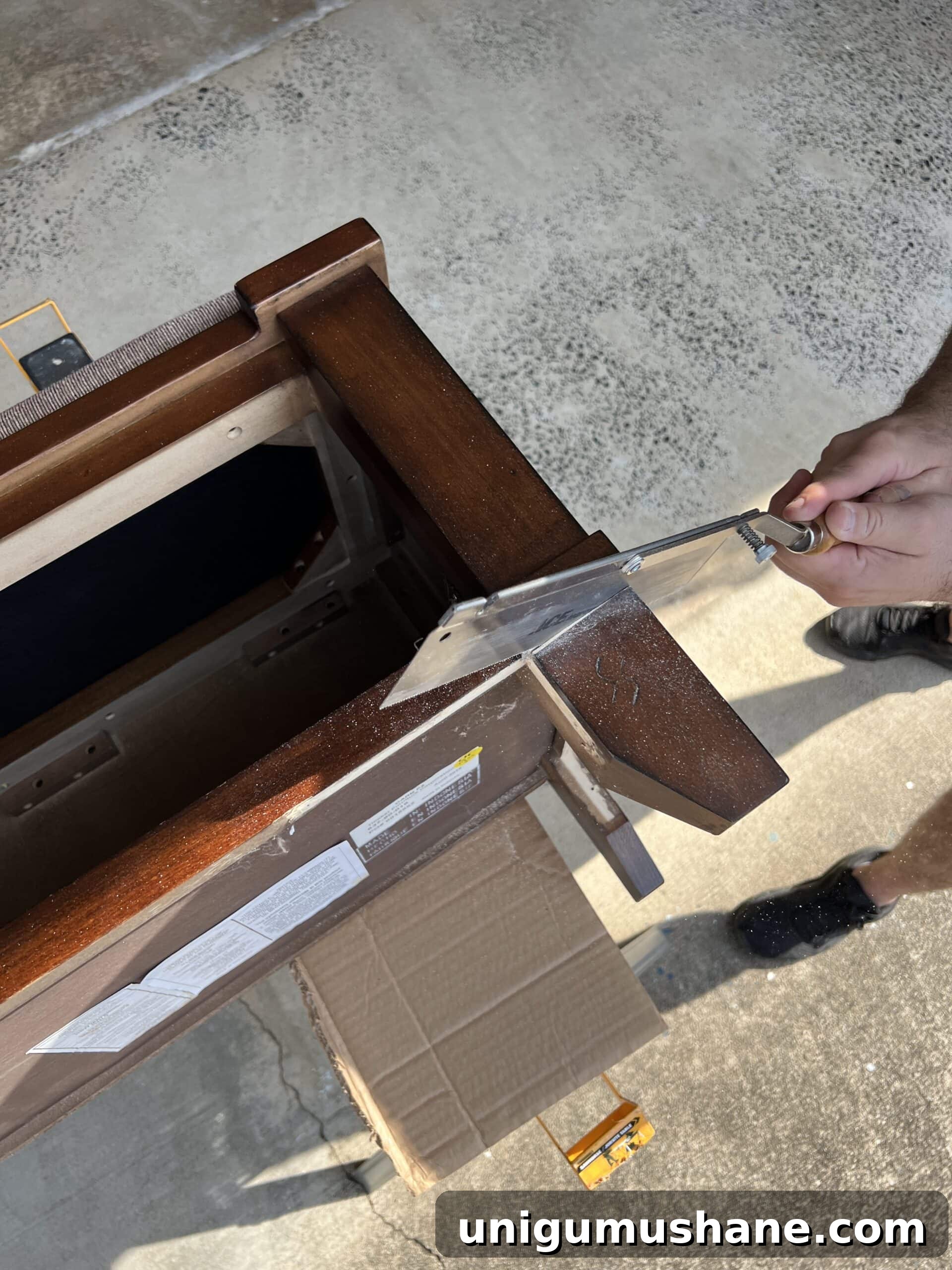 Transform a Shoe Storage Bench with Reeded Trim 7 cutting off furniture legs to replace