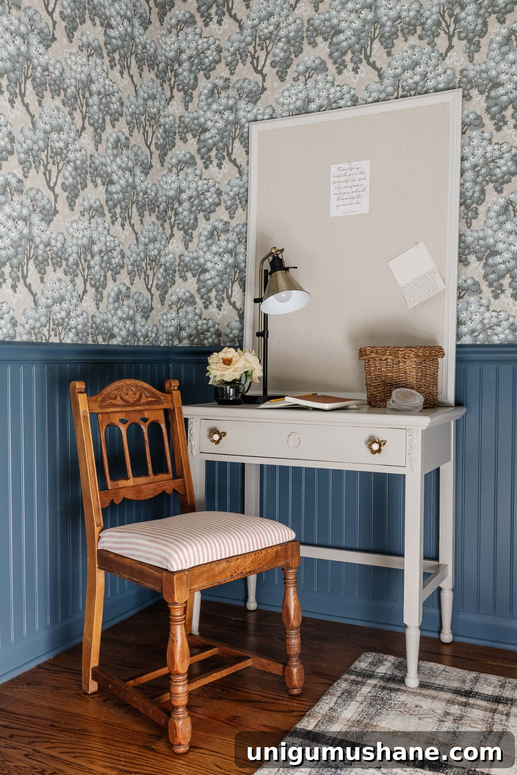 Refinish Wood Furniture Without Stripping: Desk Chair Makeover 12 vintage cottage bedroom desk and vanity area with swedish wood chair