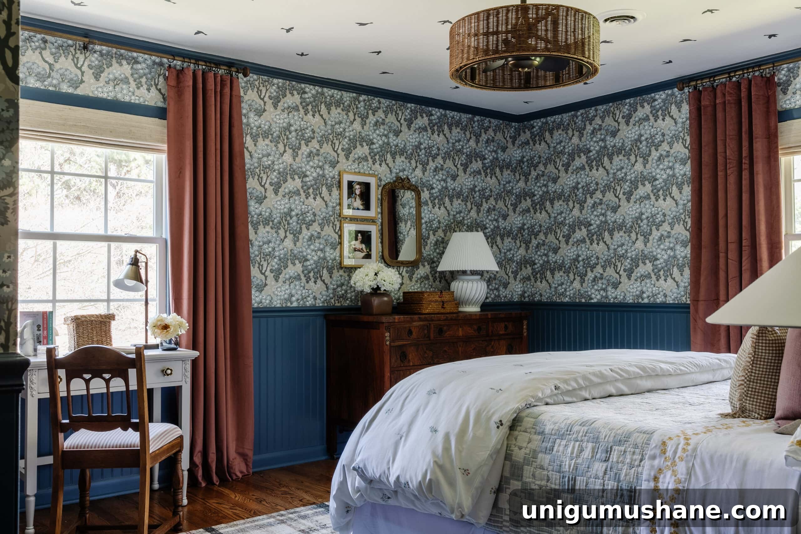 Blue Teen Bedroom Ideas and Girl's Room Tour 2 blue and mauve Swedish cottage bedroom