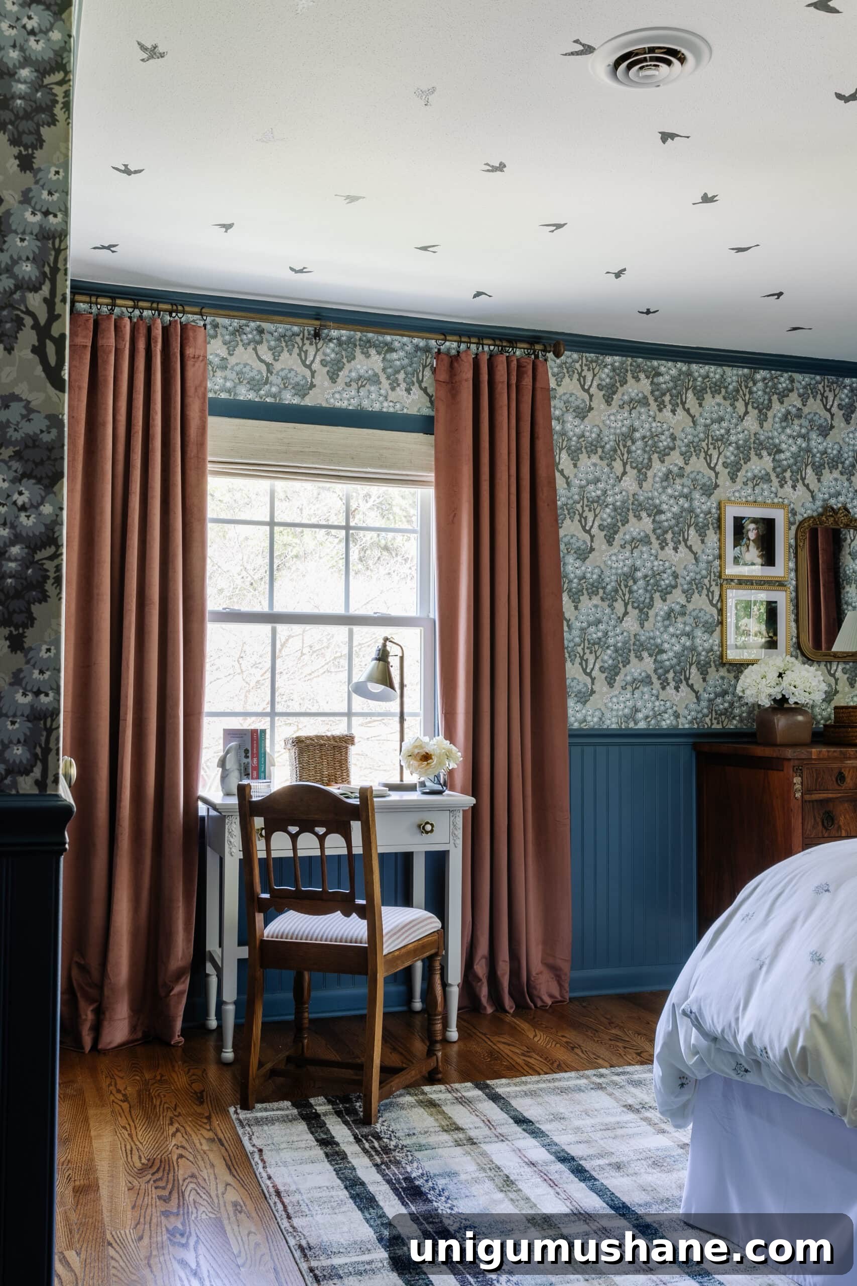 Blue Teen Bedroom Ideas and Girl's Room Tour 11 bedroom desk and chair to double as a bedroom vanity
