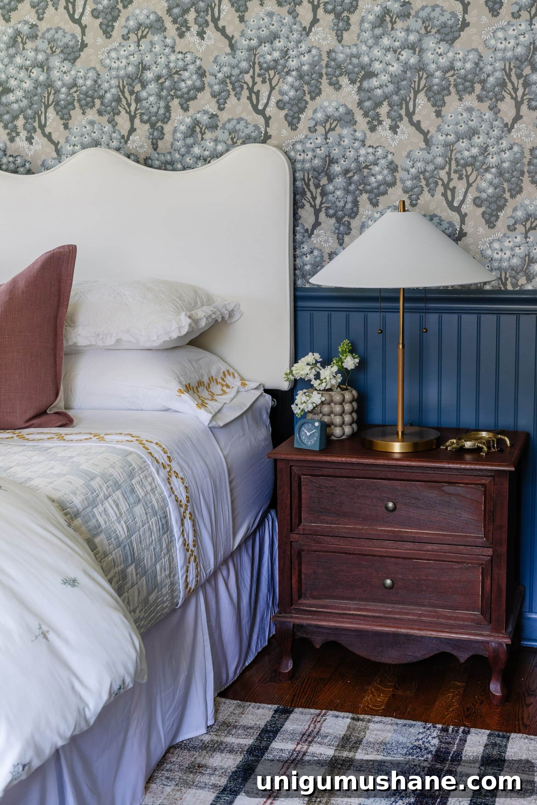 Blue Teen Bedroom Ideas and Girl's Room Tour 9 traditional wood nightstands with modern headboard in Swedish cottage bedroom