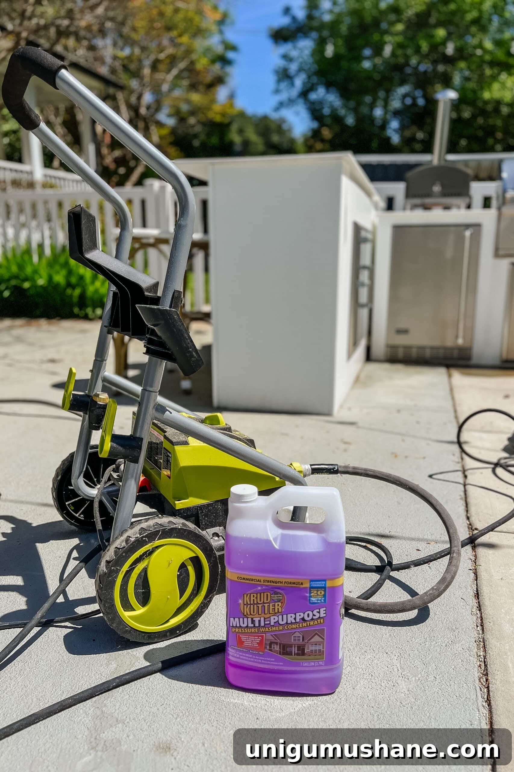 Spring Cleaning Checklist for Your Backyard Patio 9 using a pressure washer and krud kutter cleaner for spring cleaning a patio