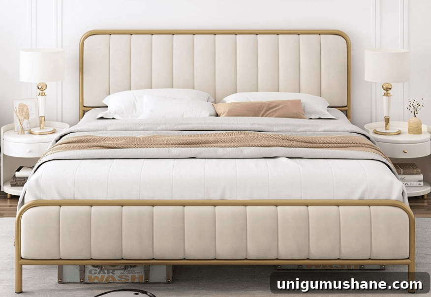 upholstered tufted bed