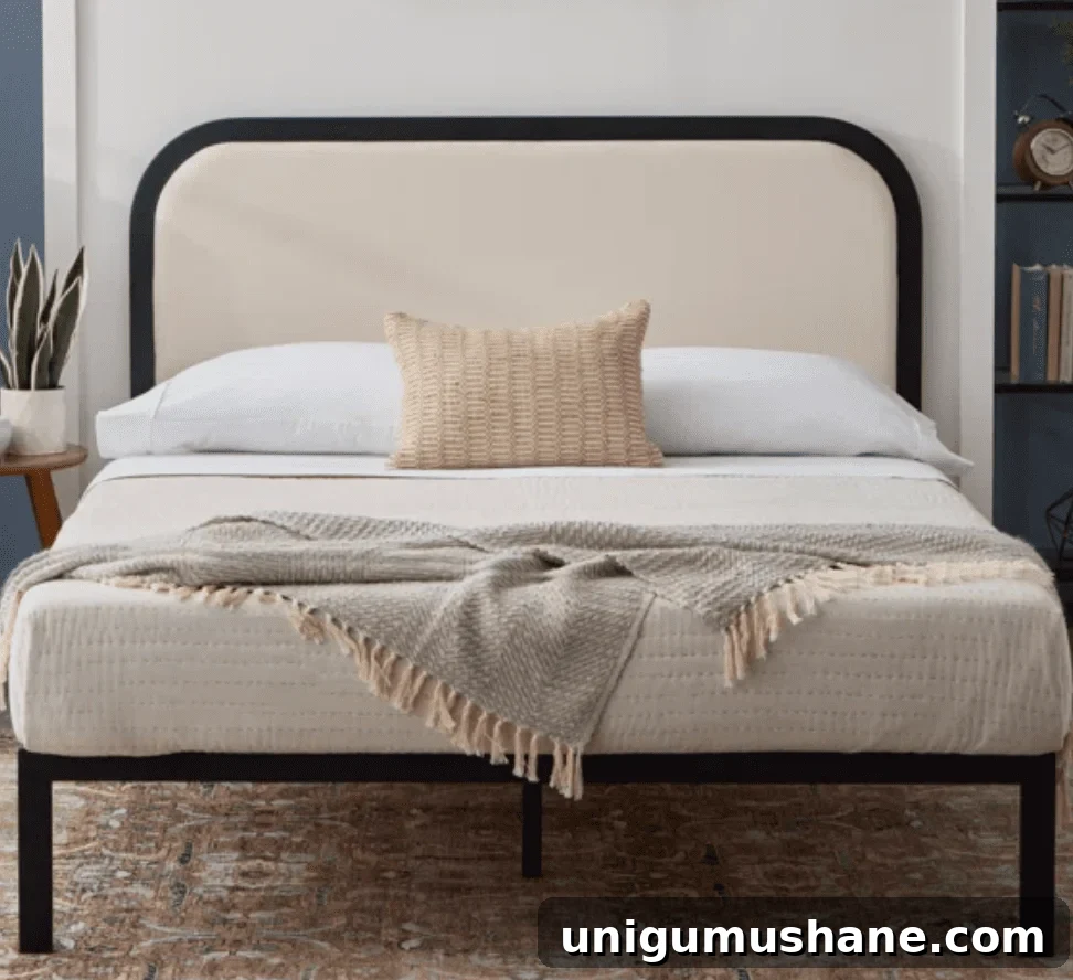 rounded upholstered bed