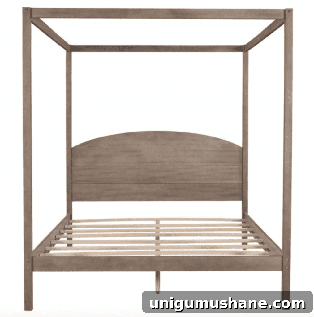 brown wash wood canopy bed