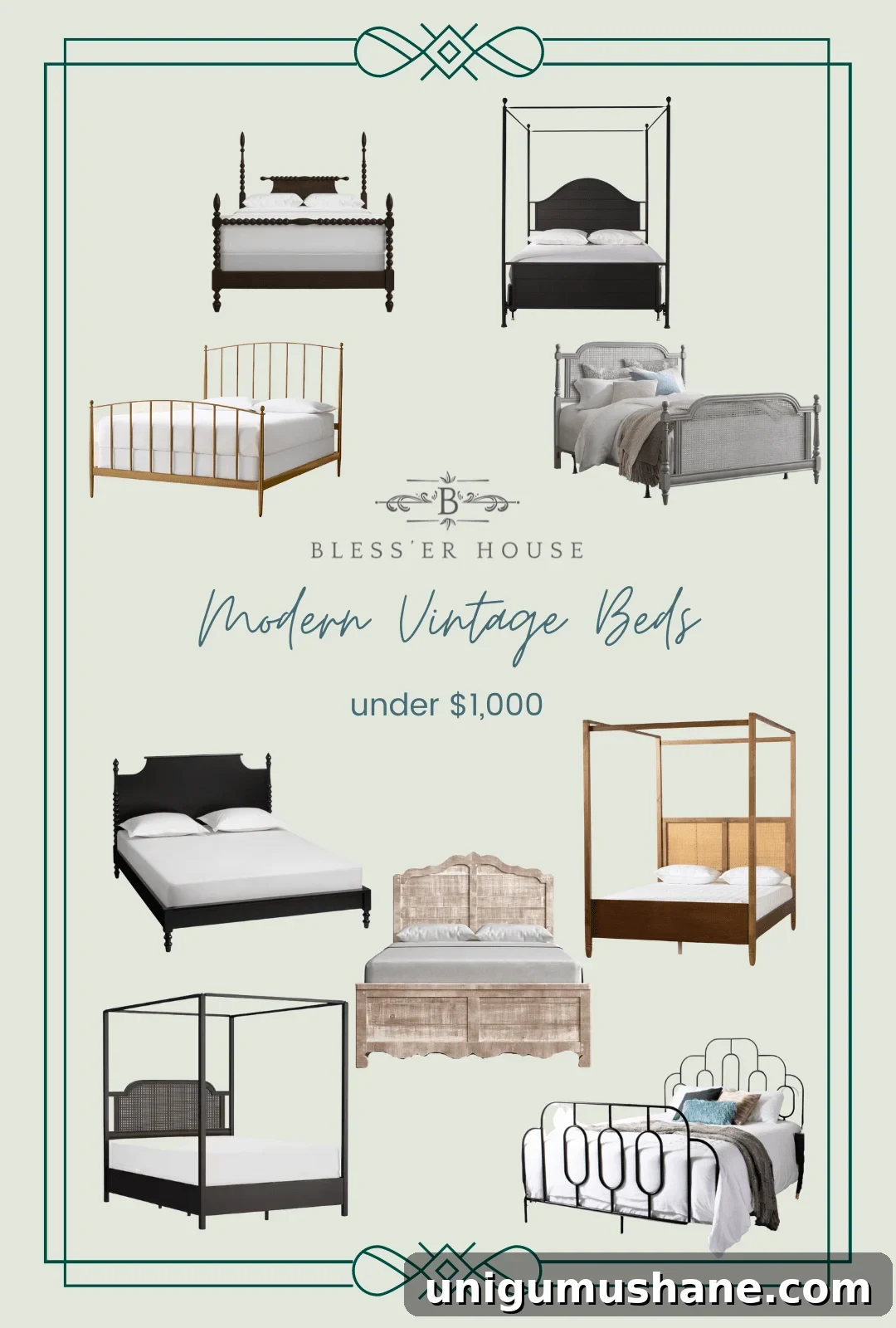 modern vintage beds under $1,000