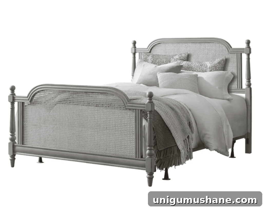 gray french cane bed