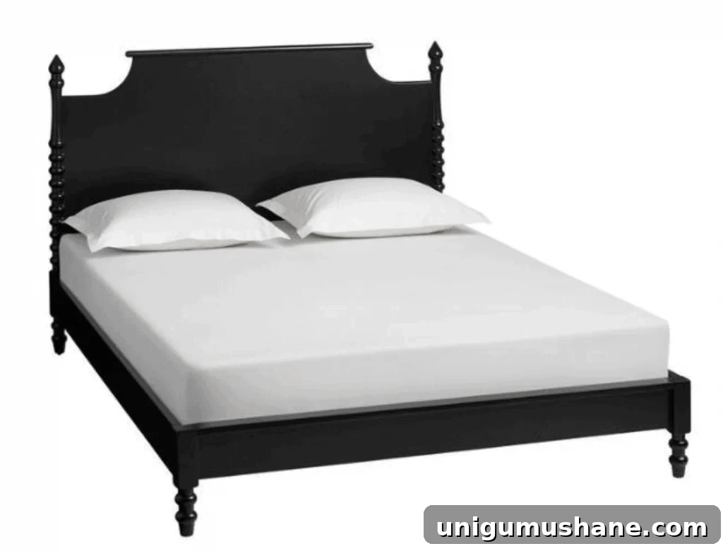 black wood cottage platform bed