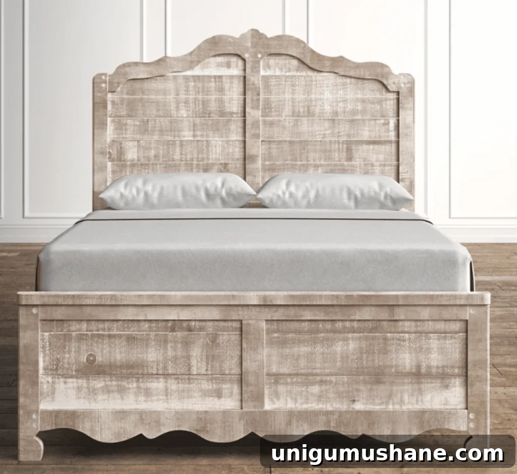 rustic scalloped wood bed
