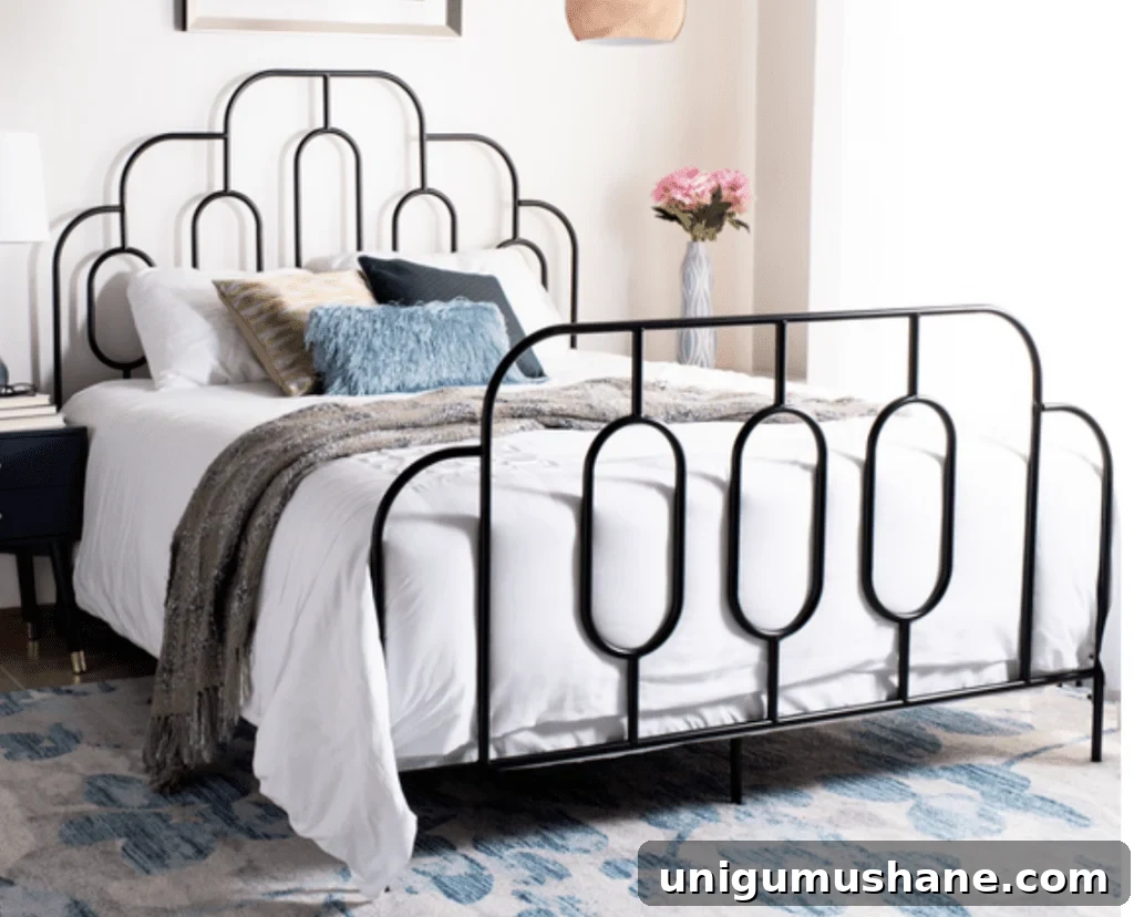 black retro curved bed