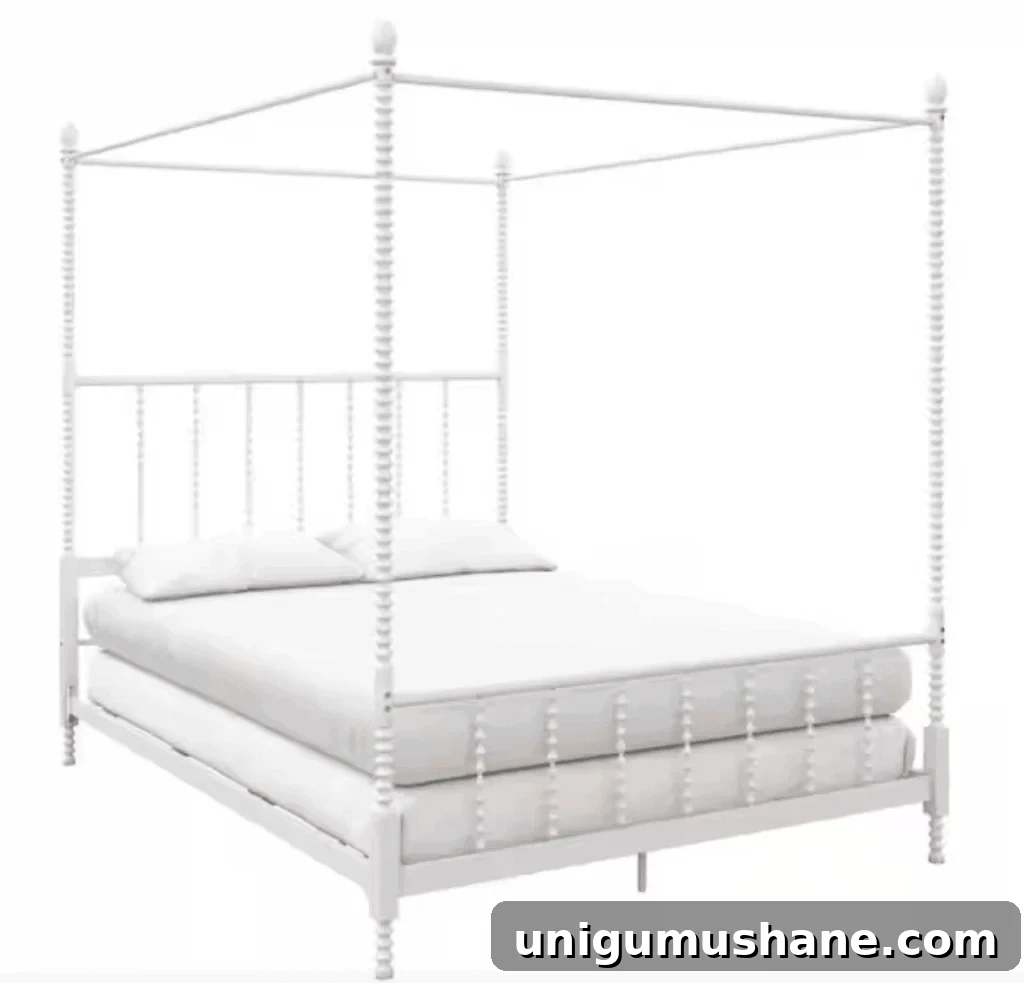 metal spindle canopy bed