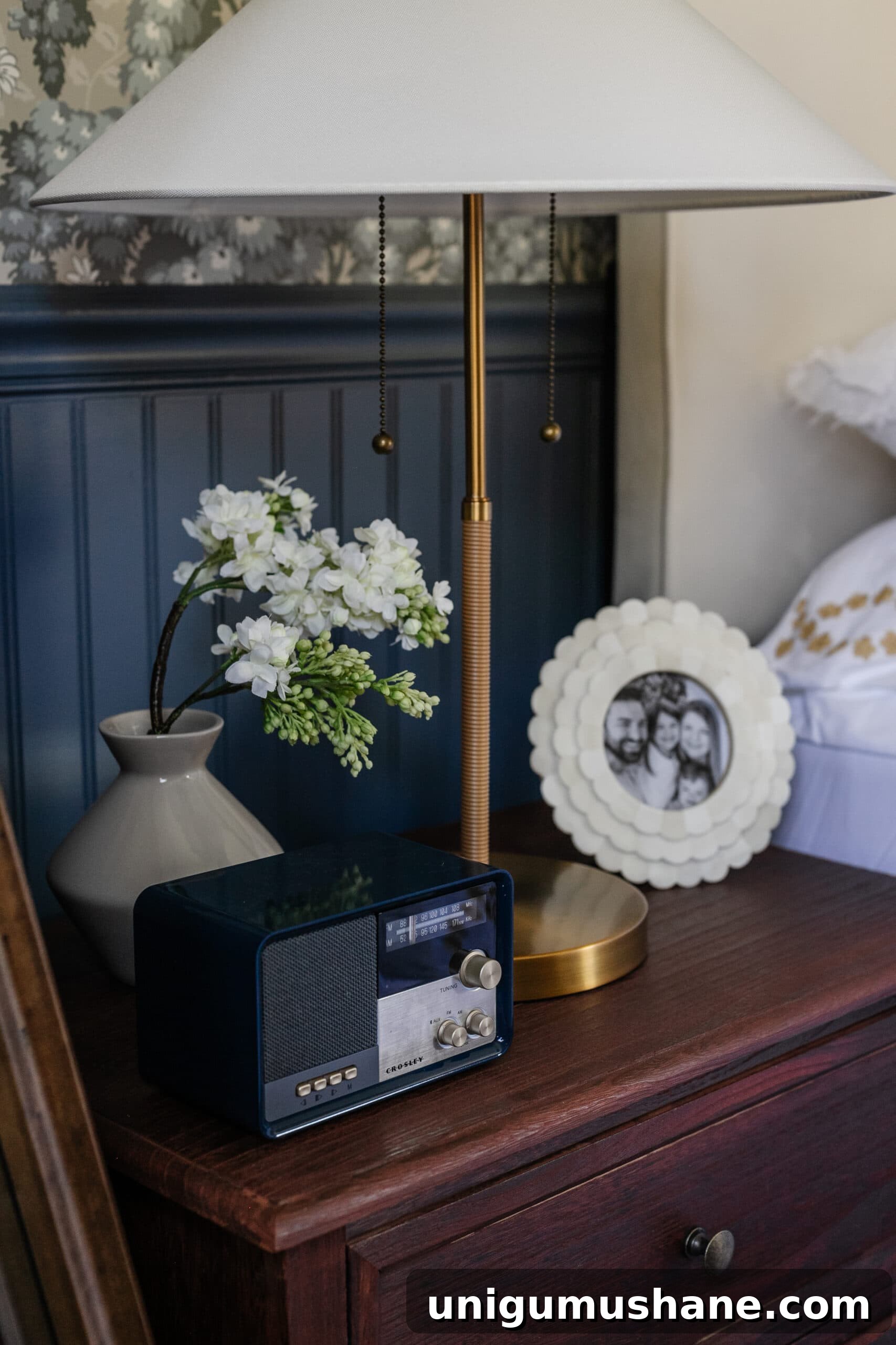 bluetooth wireless speaker radio on a preteen girls nightstand