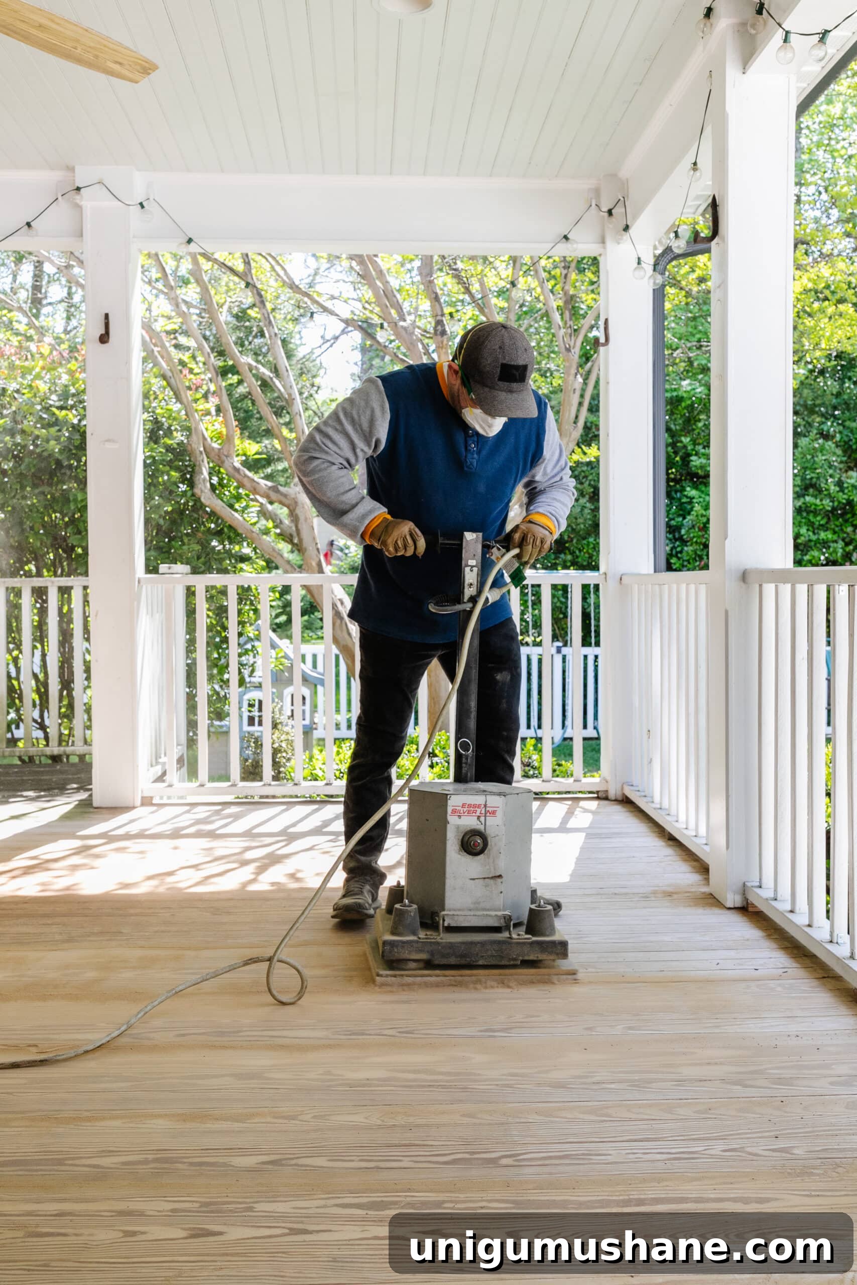 How to Get a Neutral Driftwood Look with Deck Stain 4 refinishing a wood deck with a floor sander