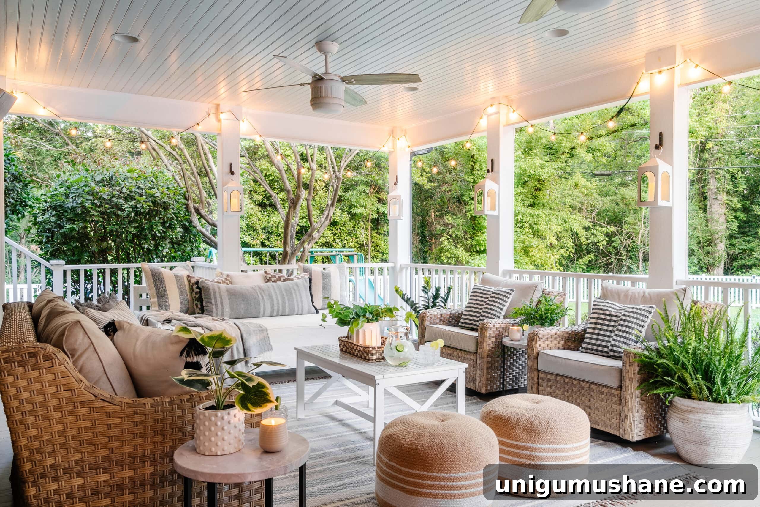 Walmart Patio Furniture After 2 Years: Durability Review 4 back porch with haint blue ceiling and outdoor conversation set