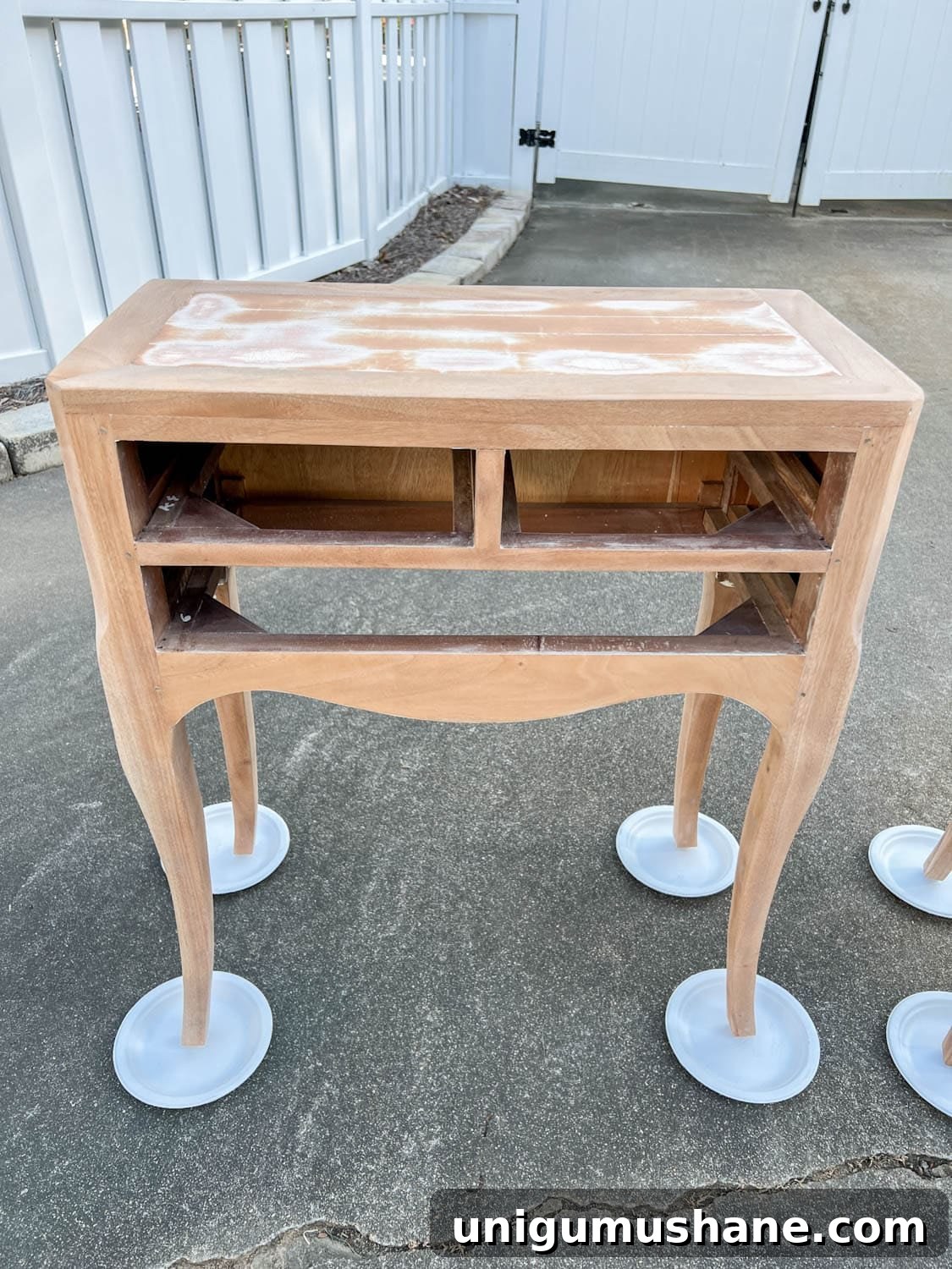 DIY Painted Nightstands: Pro Tip for Using Gloss Paint 5 sanded bedside table before painting