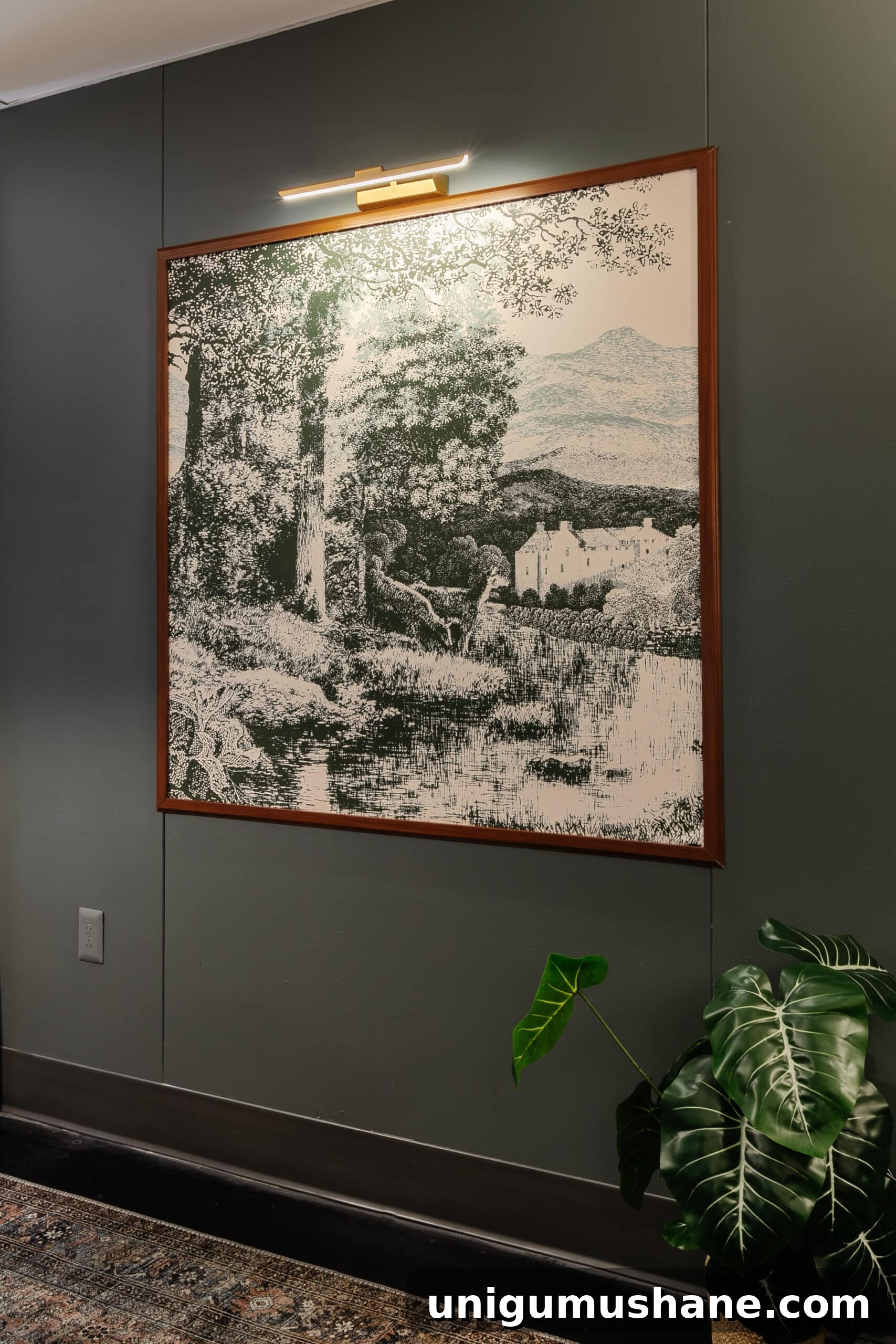 DIY memo board made to look like large wall art in a conference room