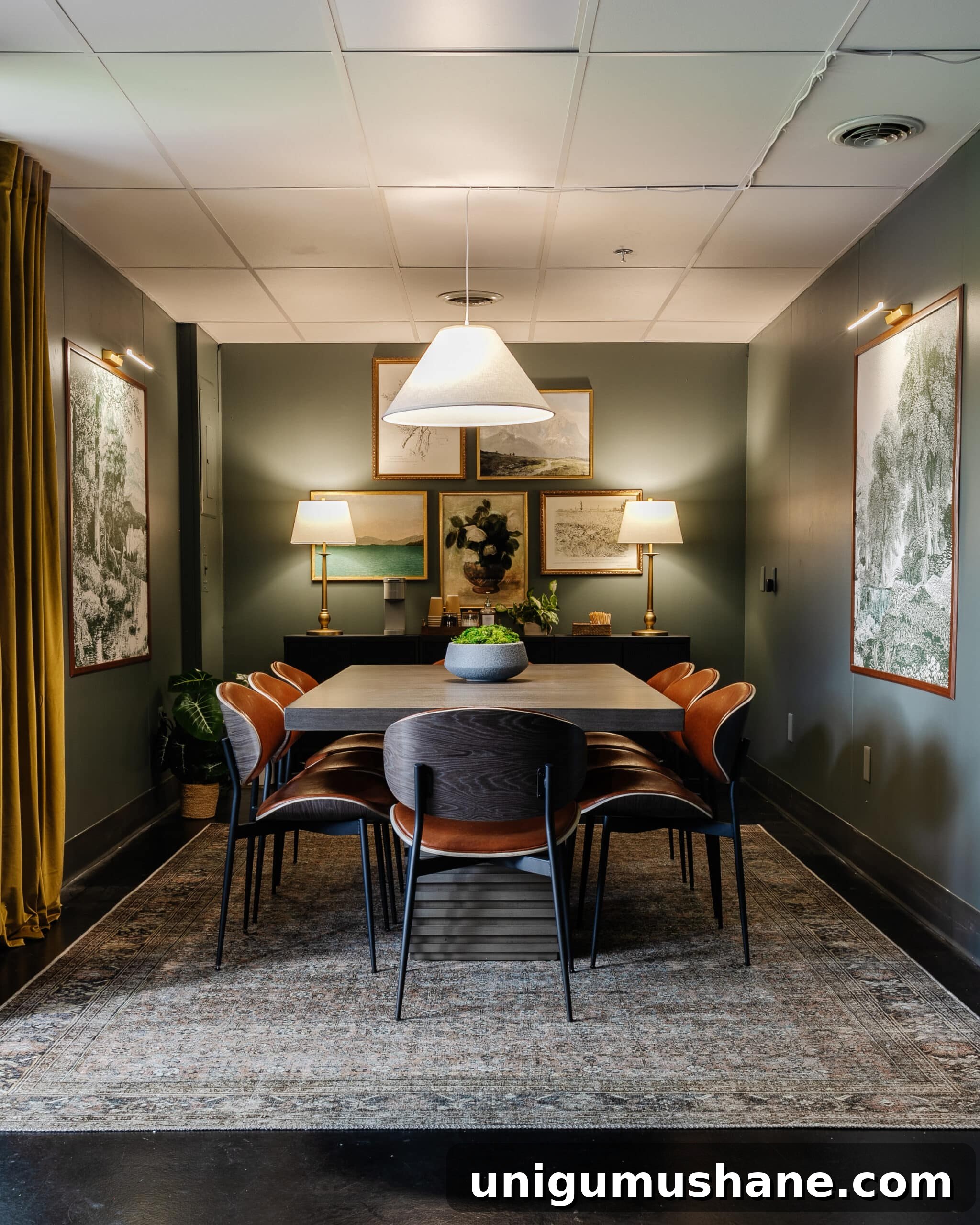 conference room lighting with cozy lamps instead of fluorescent bulbs