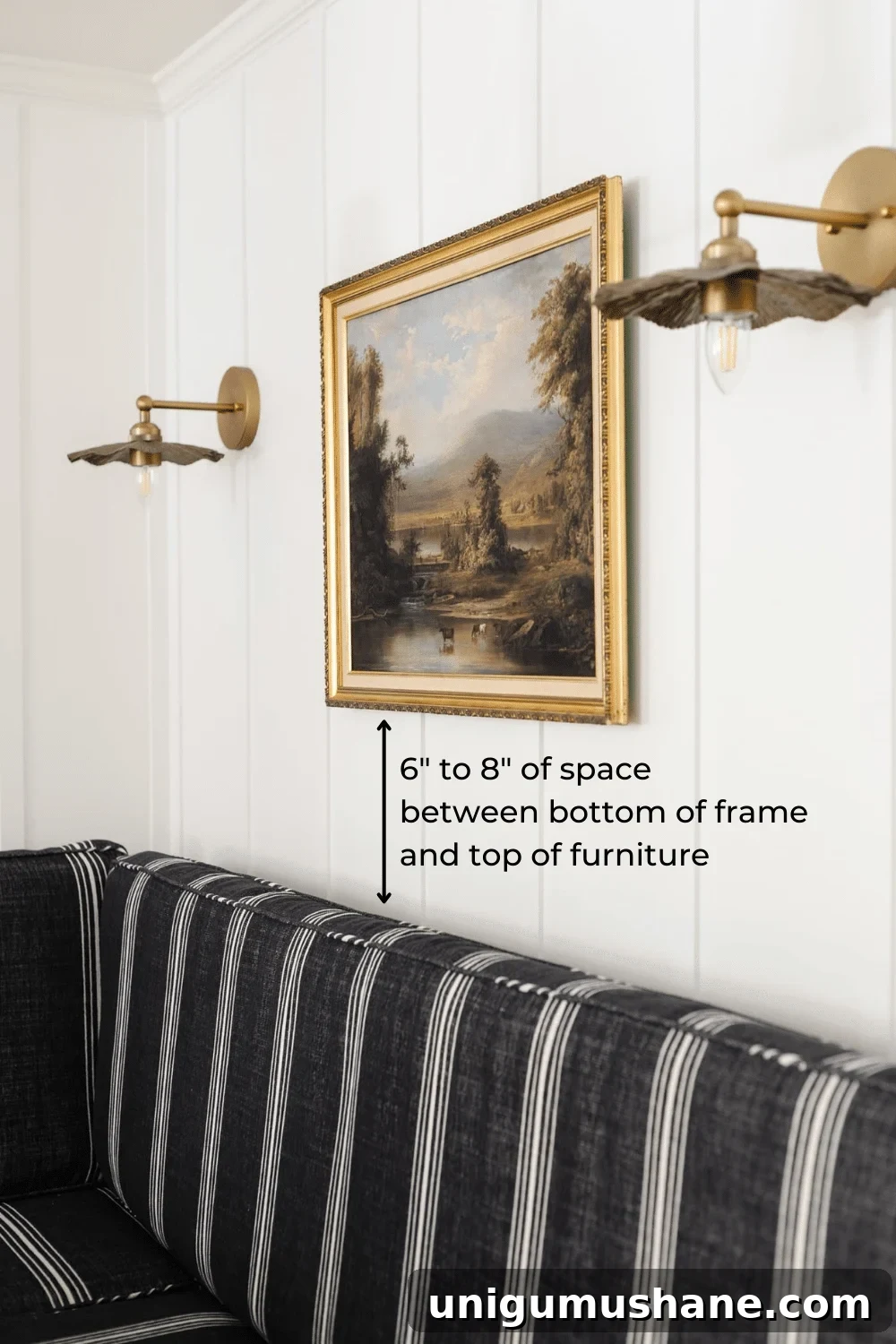Avoid These Picture Frame Hanging Mistakes 13 how high to hang picture over furniture