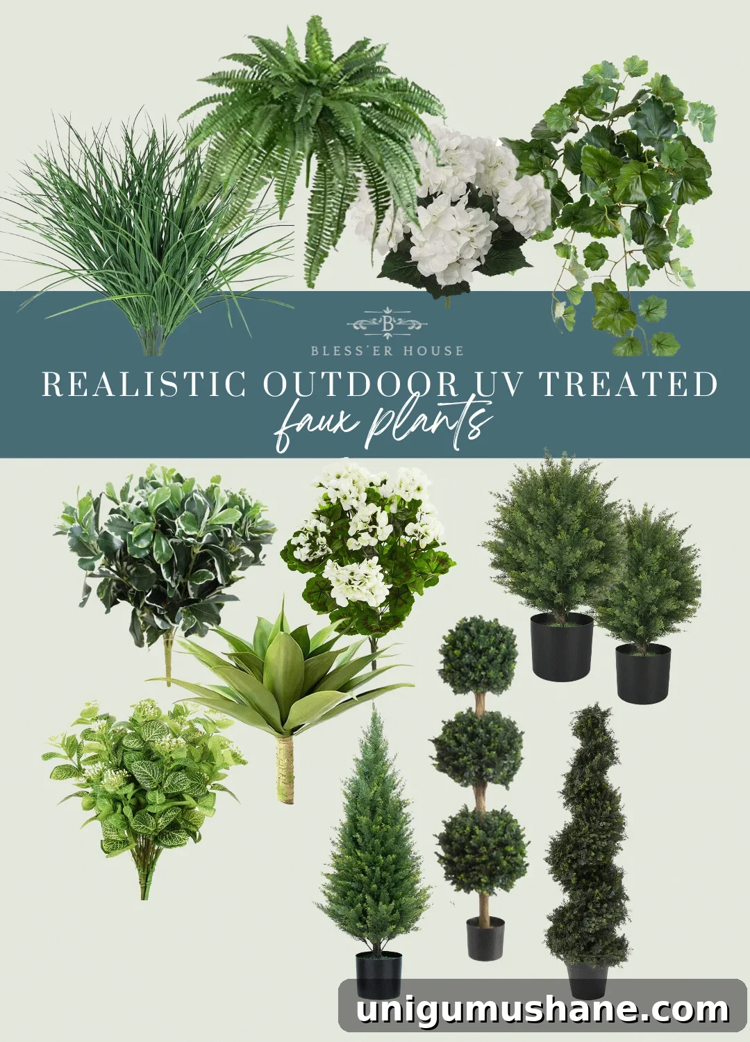 40 Faux Outdoor Plants for Porch Planters 6 realistic outdoor uv treated faux plants