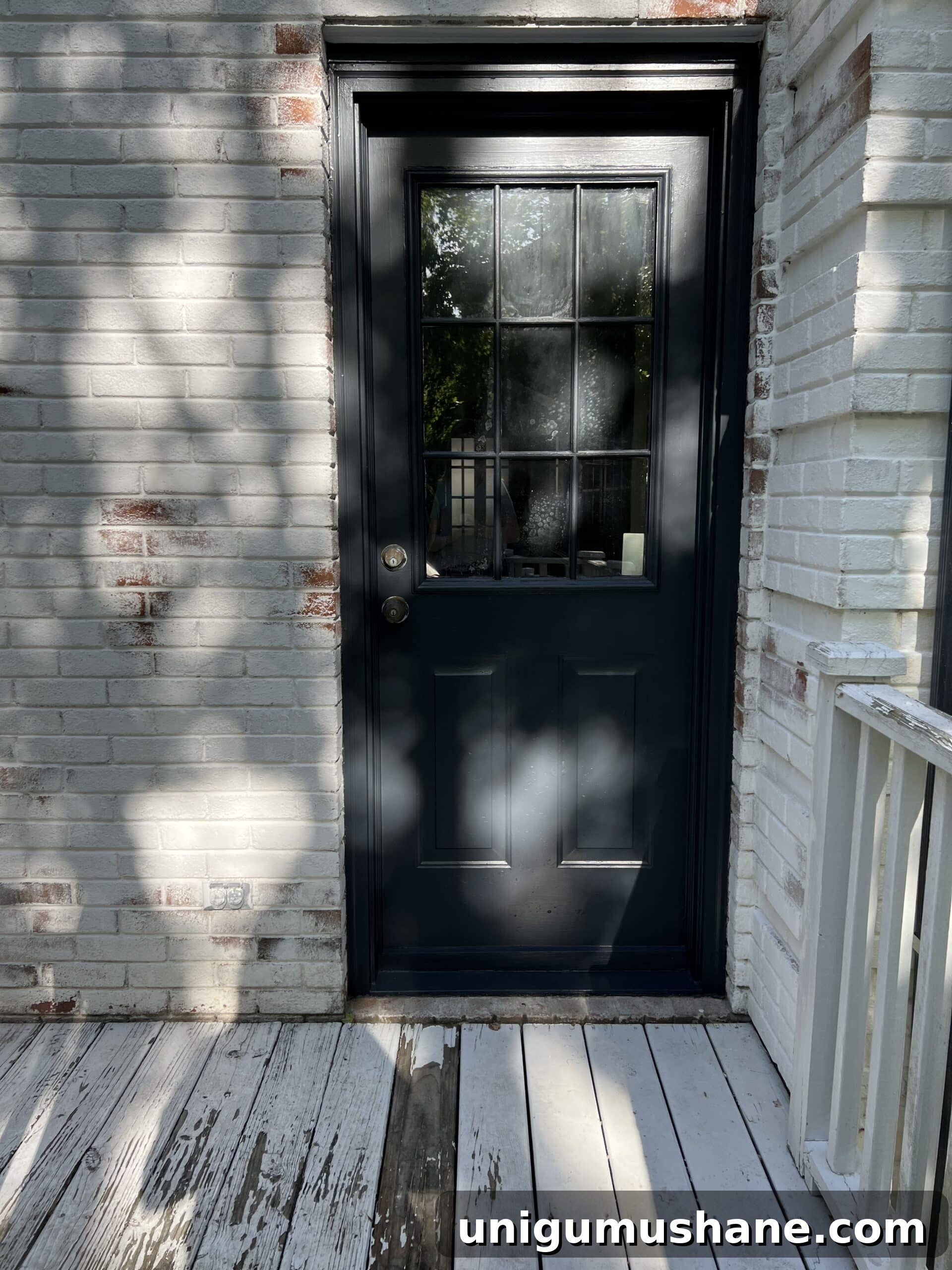 6 Small Side Porch Makeovers with Before and After Photos 13 side door before with chipped paint