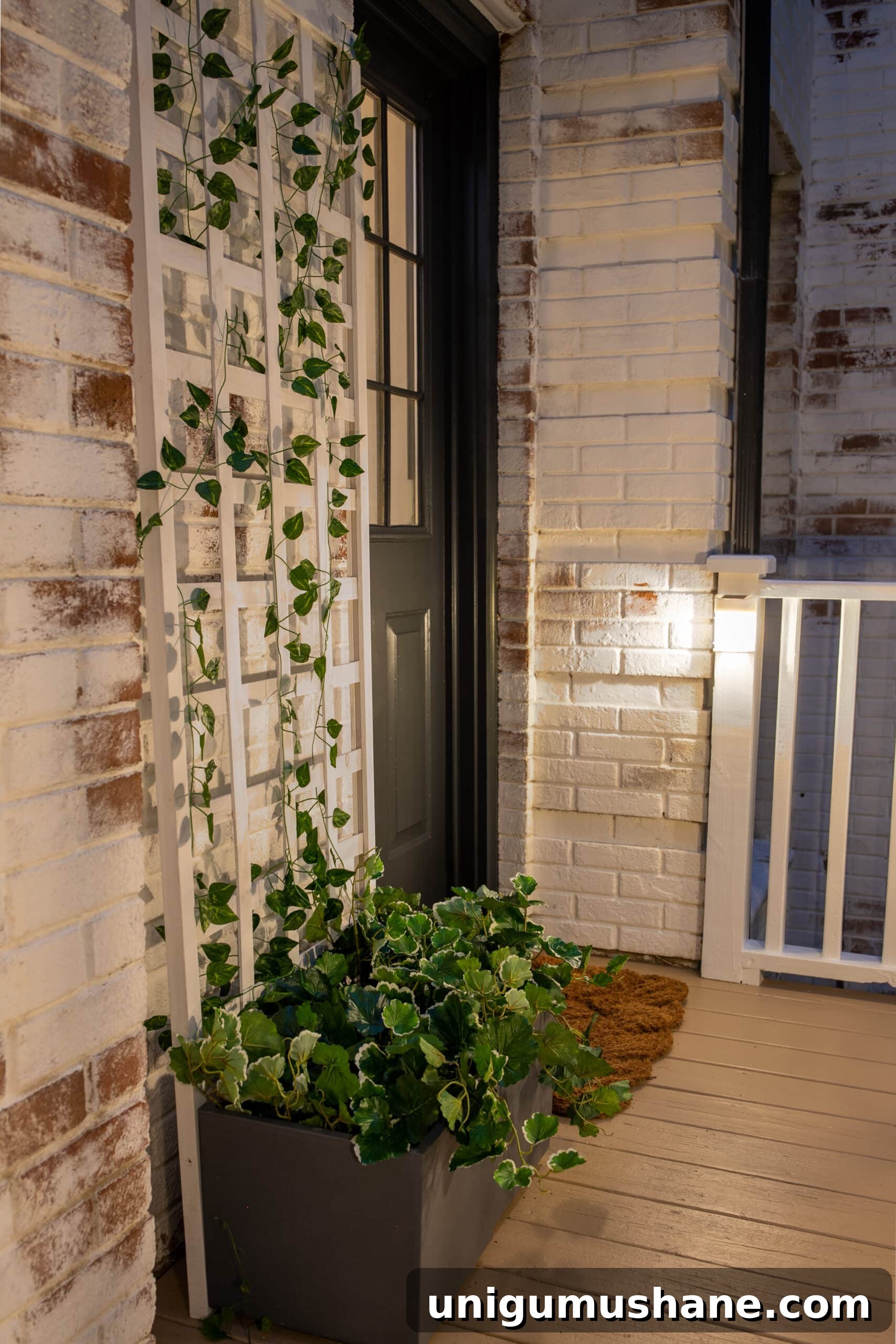 6 Small Side Porch Makeovers with Before and After Photos 15 side porch planter with trellis and side door