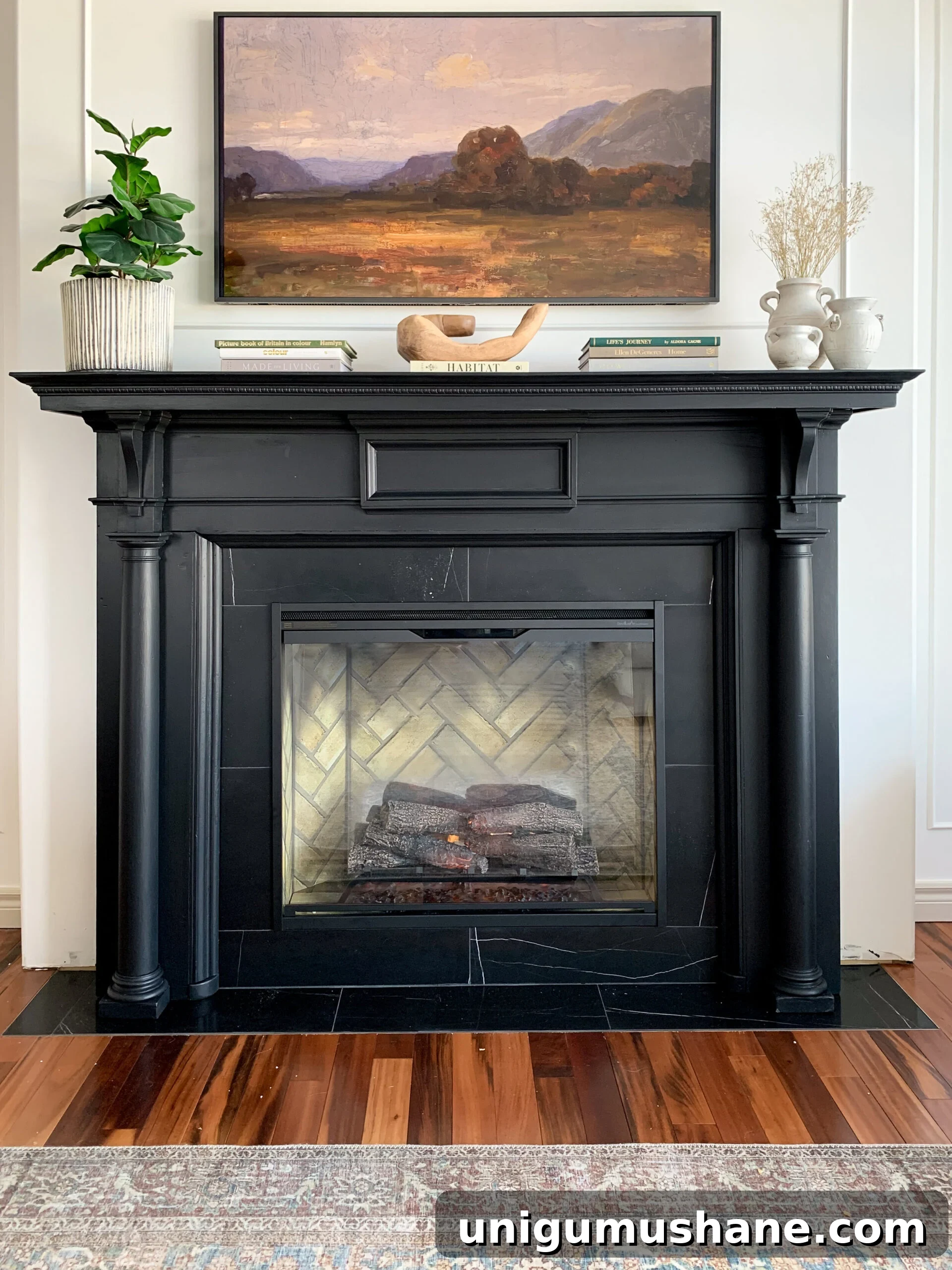 diy electric fireplace using an antique mantel