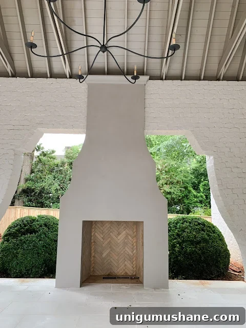 covered porch fireplace