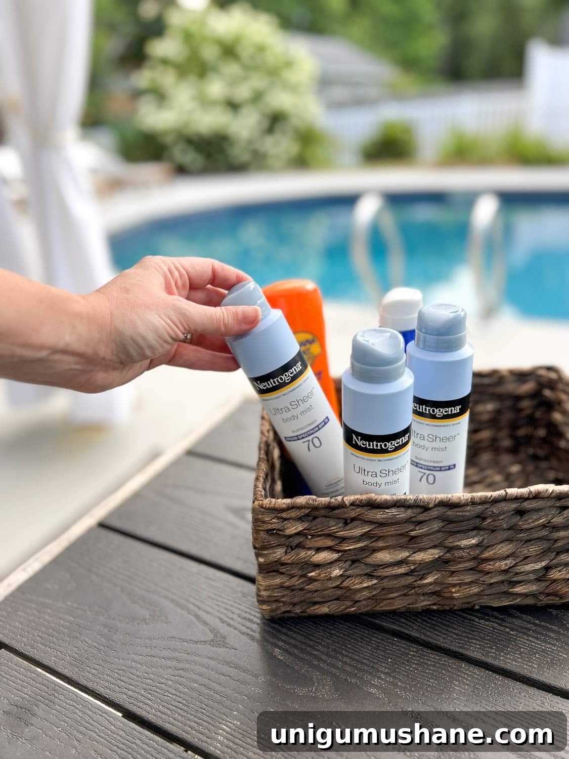 Swim Party Checklist: Backyard Tips for a Splashing Bash 20 sunscreen basket provided for backyard pool party for guests to use