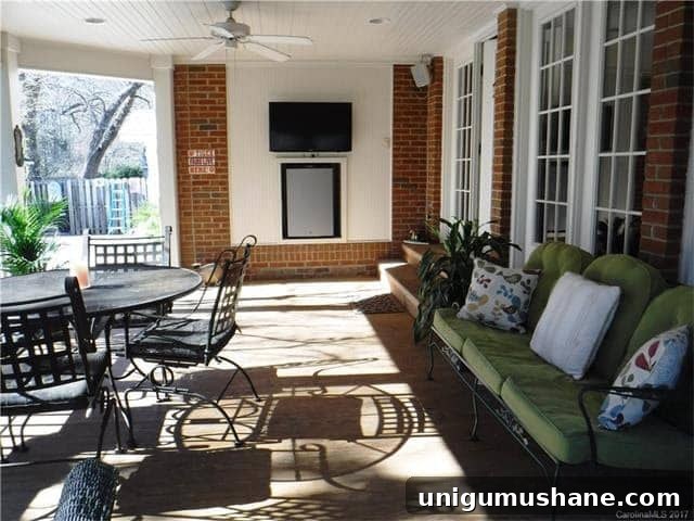 DIY Plaster Fireplace with Electric Insert Guide 3 back porch before with mini fridge niche and TV