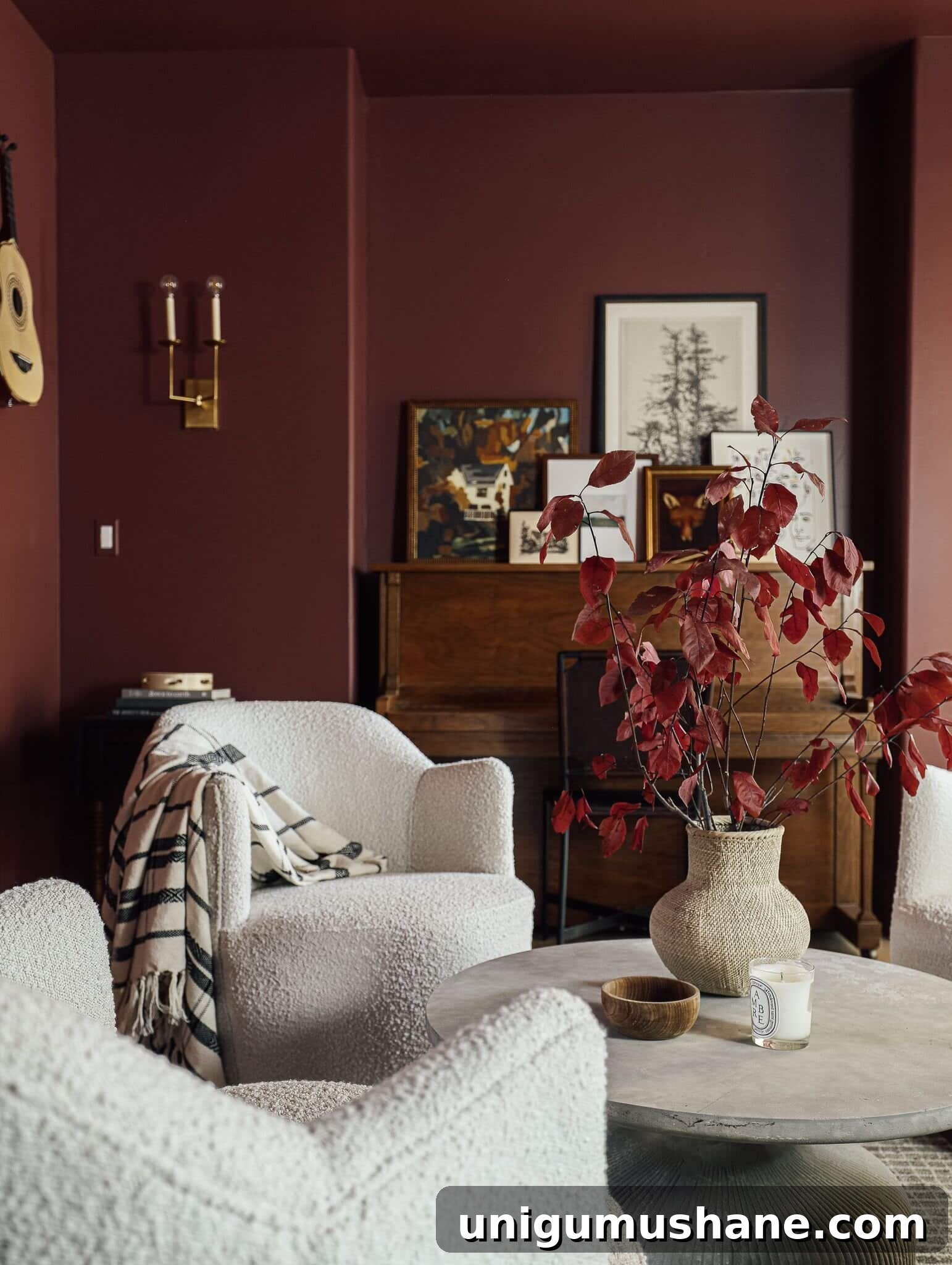 12 Burgundy Paint Colors Designers Recommend 11 chris loves julia music room benjamin moore fading twilight dark red paint color