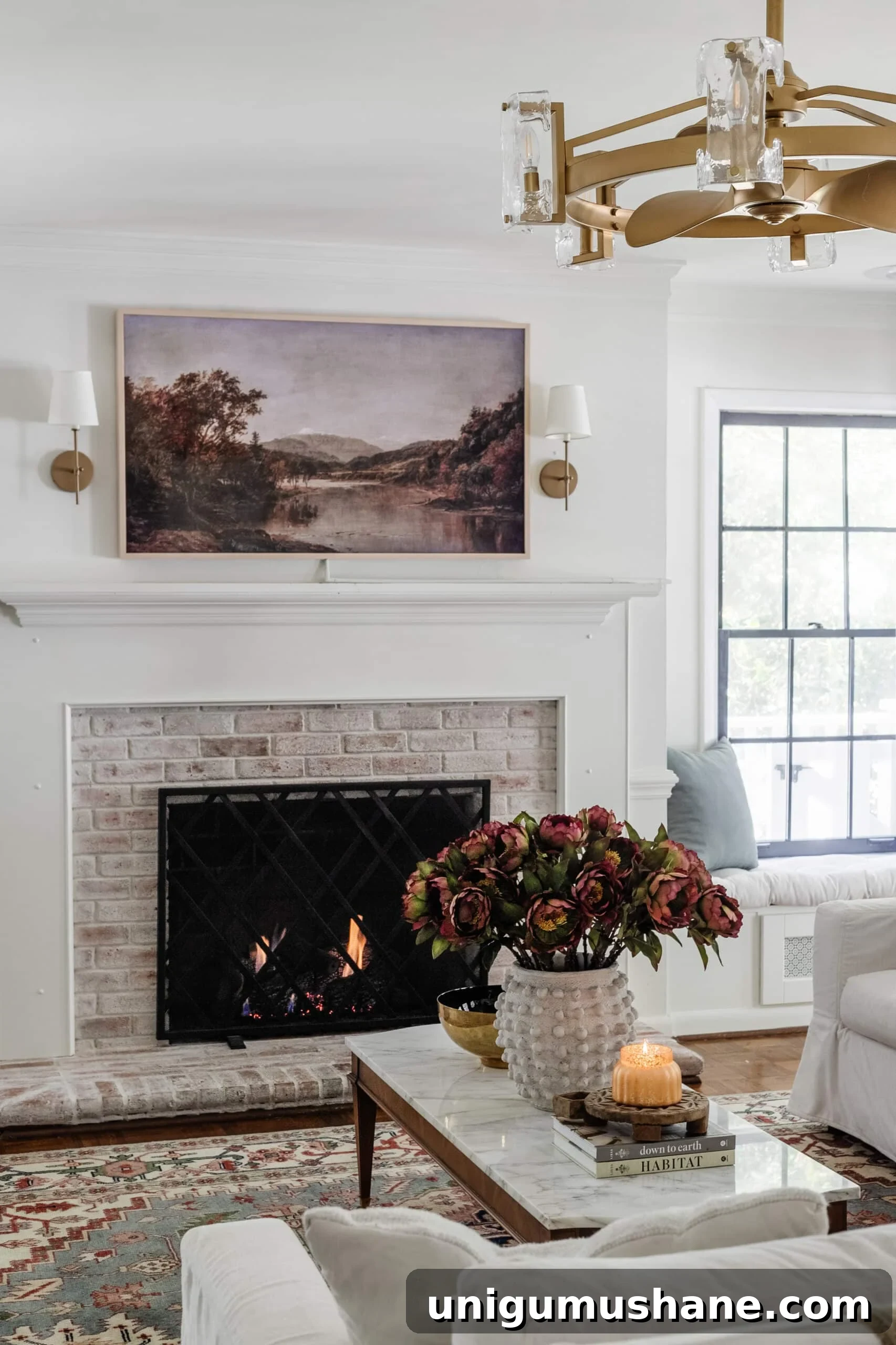 Start Decorating Your Living Room: A Step-by-Step Guide 8 fall art on samsung frame tv above fireplace