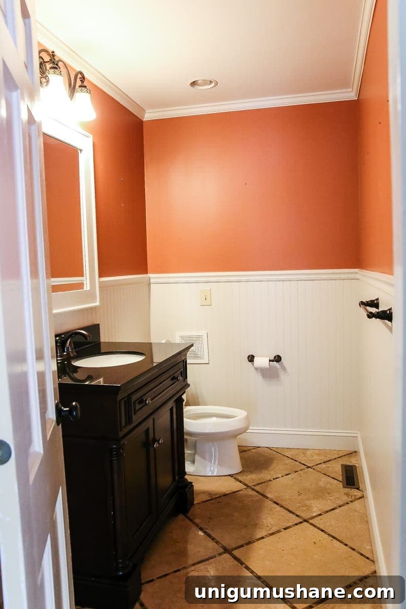Transform a Windowless Half Bath: Small Powder Room Makeover 3 powder room before