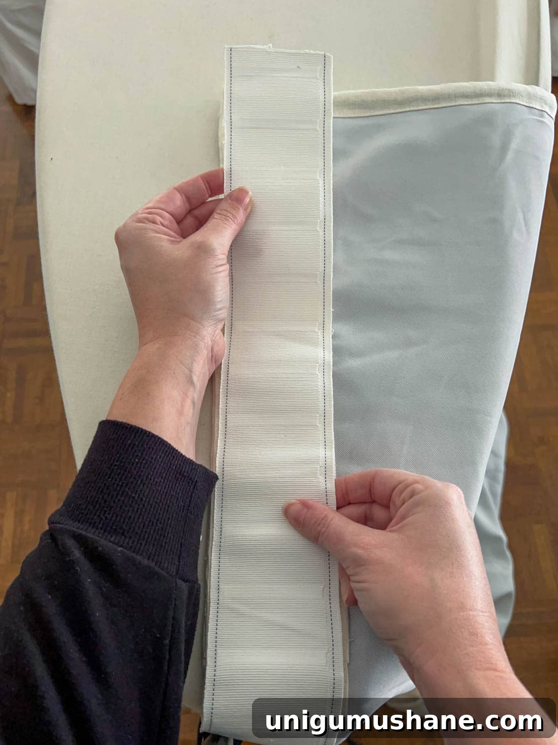 How to Make No-Sew Curtains with Trim 7 header tape on a curtain panel