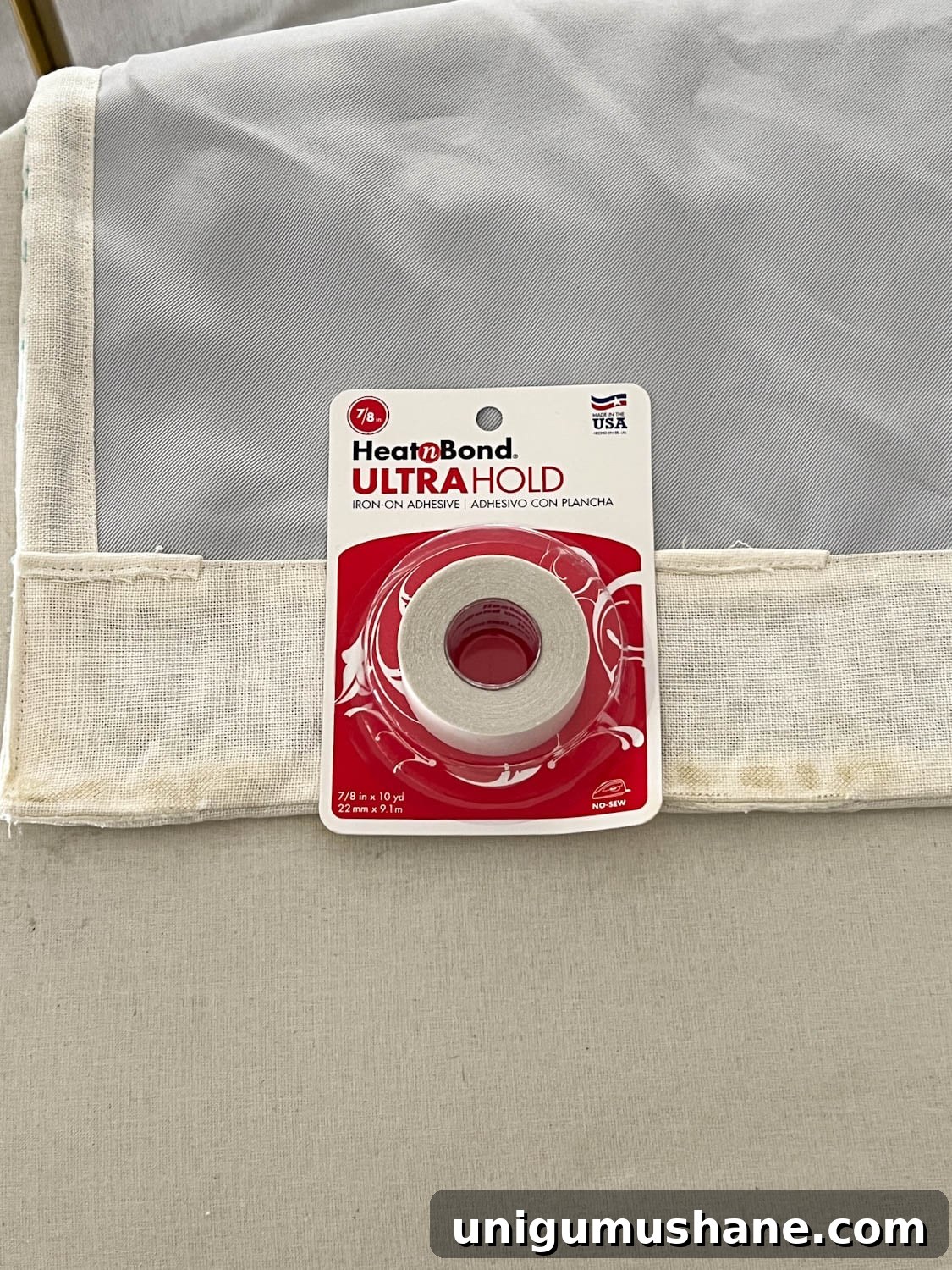 How to Make No-Sew Curtains with Trim 8 heat n bond hemming tape on a curtain