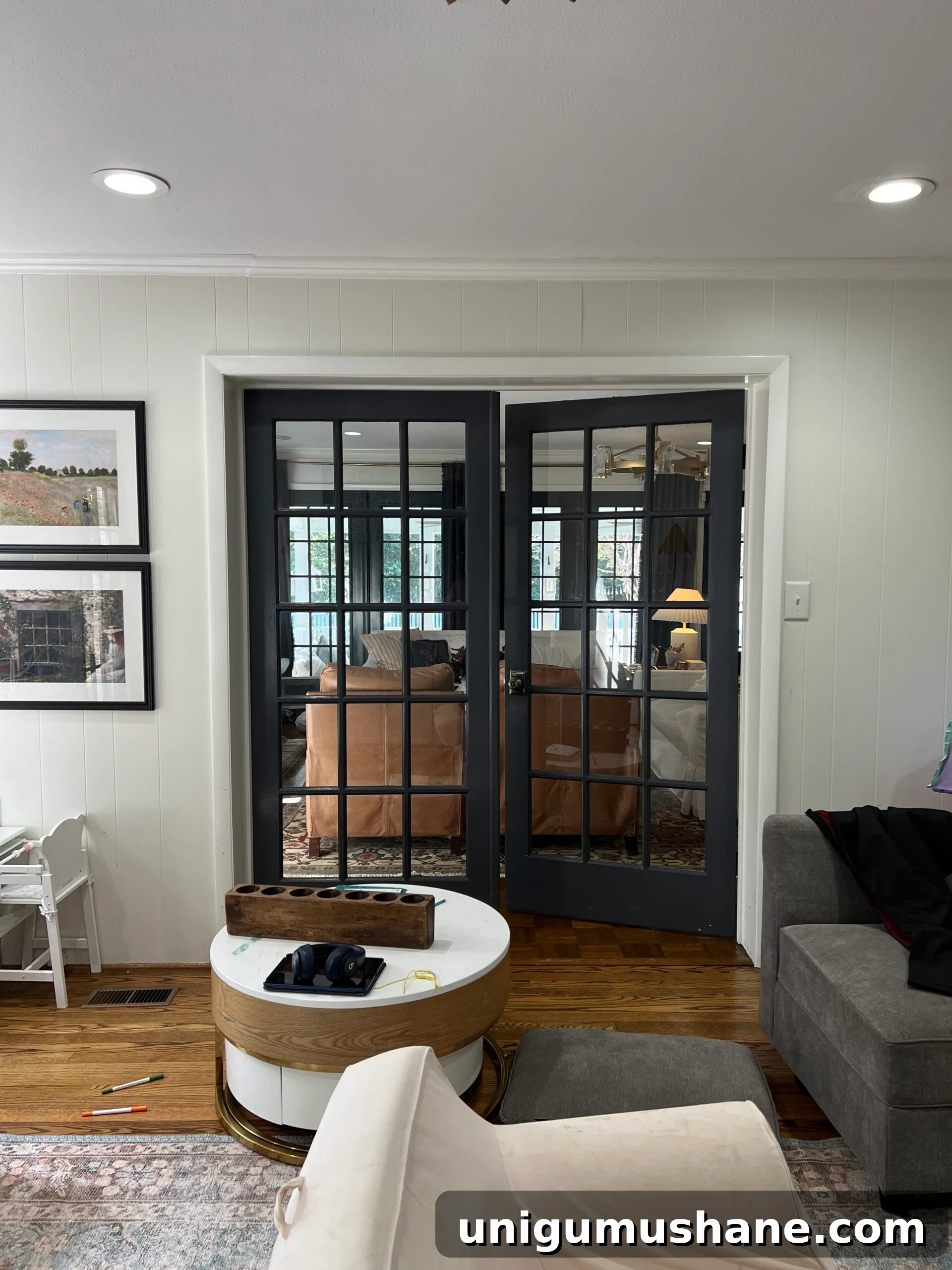 Media Room Storage Ideas for Your Next Makeover 6 double french doors before